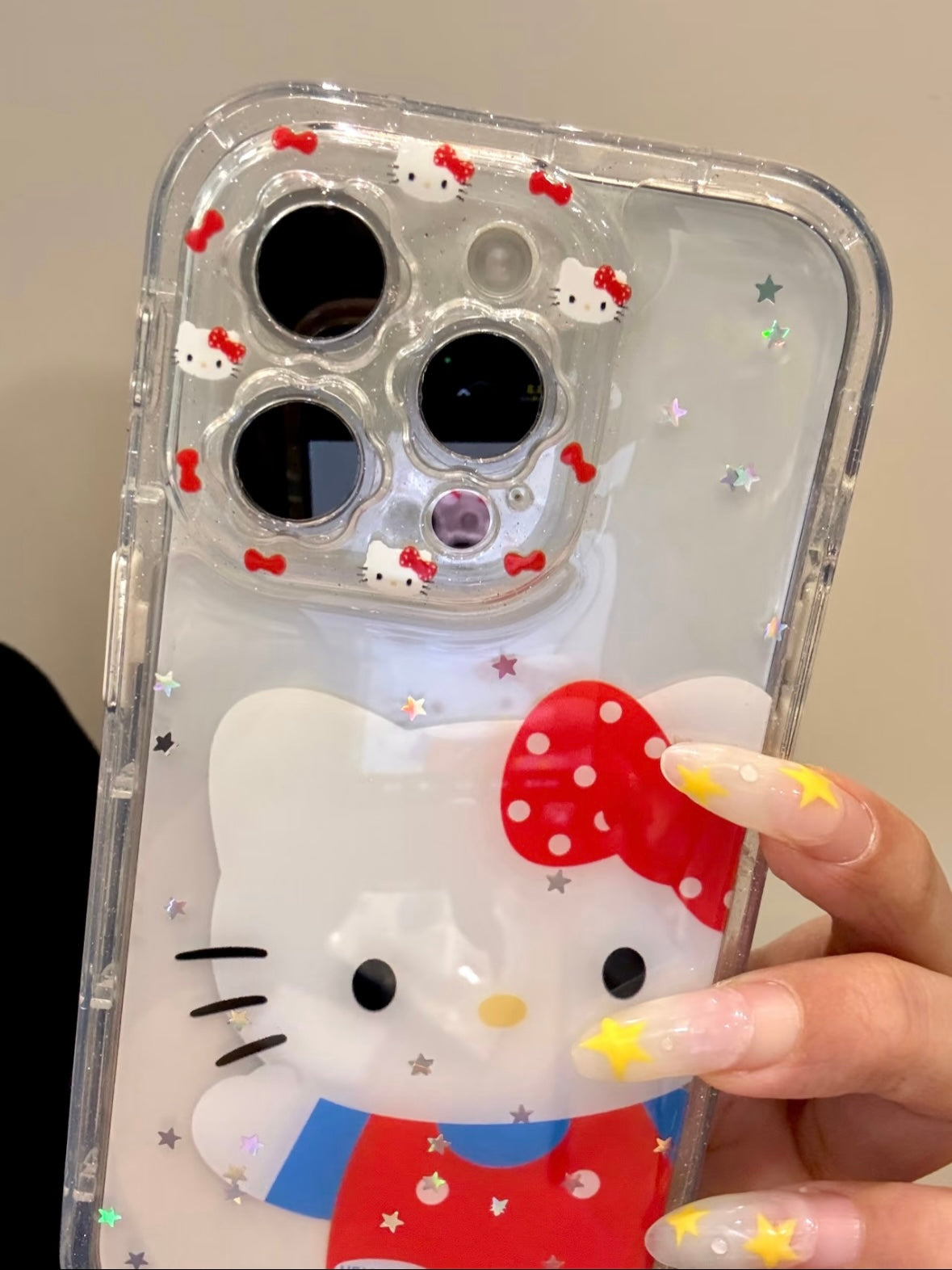 Hellokitty Glitter Clear Hello Kitty Pattern Lens Cute Kawaii Phone Case #0514