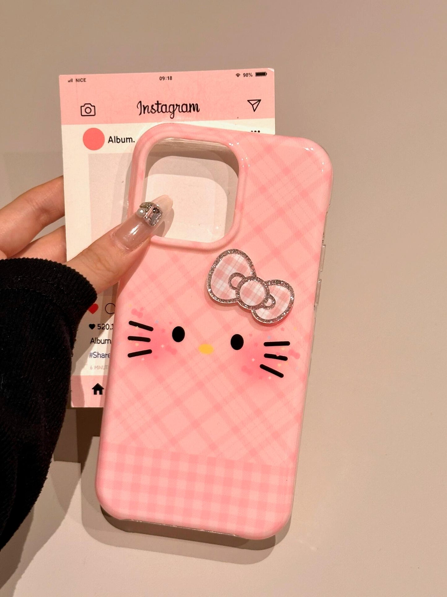Hellokitty Plaid Bow Pink Cute Kawaii Phone Case #0531