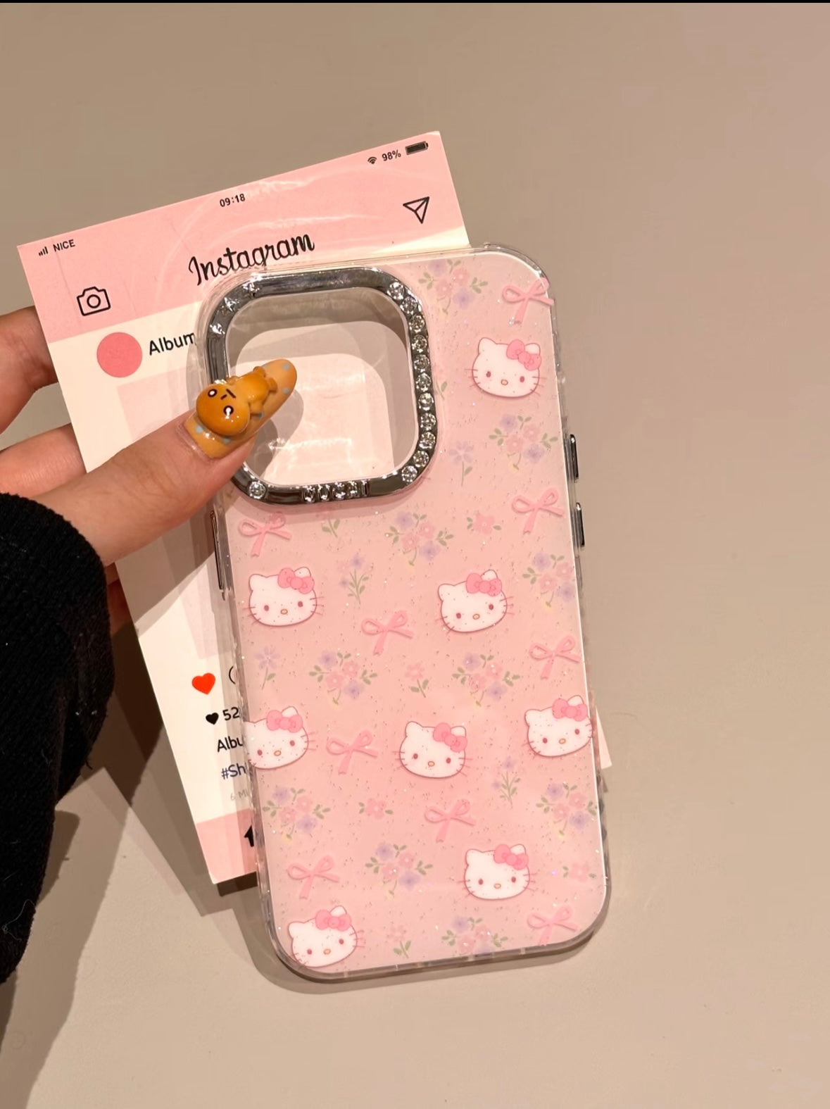 Hellokitty Pink Bow Flower Glitter Cute Kawaii Phone Case #0513