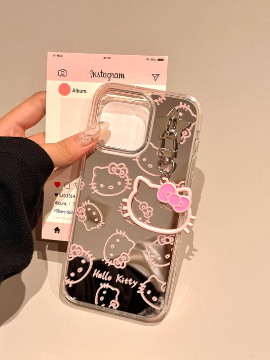 Hellokitty Pink Printed Mirror Cute Kawaii Phone Case #0534