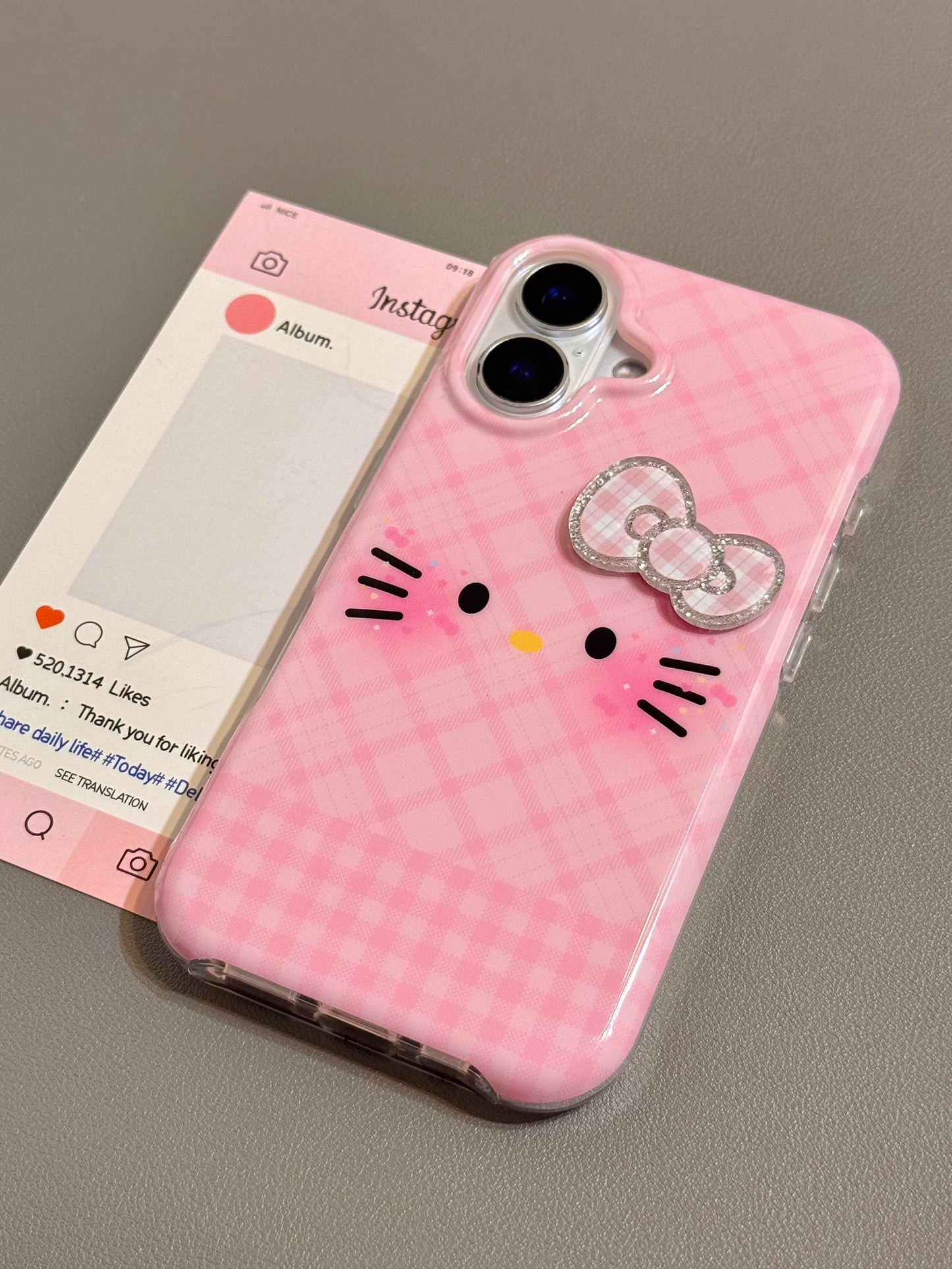 Hellokitty Plaid Bow Pink Cute Kawaii Phone Case #0531