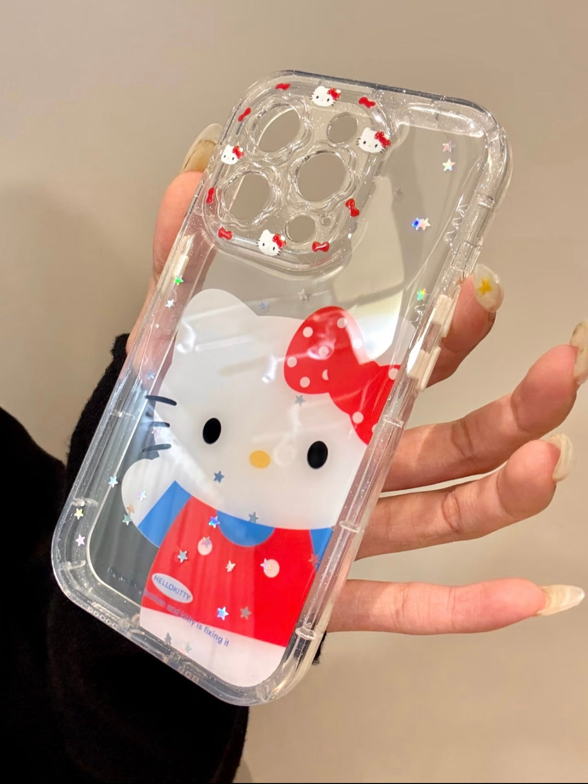 Hellokitty Glitter Clear Hello Kitty Pattern Lens Cute Kawaii Phone Case #0514