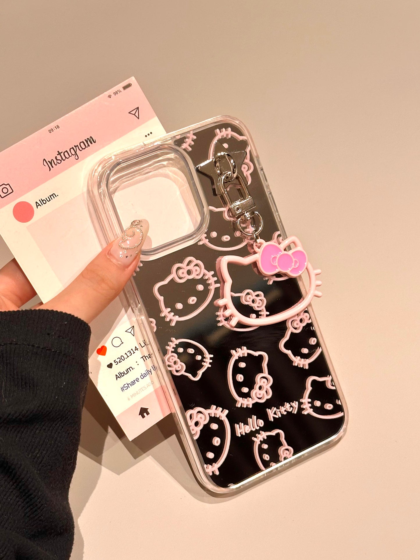 Hellokitty Pink Printed Mirror Cute Kawaii Phone Case #0534