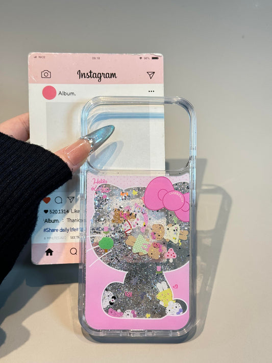 Hellokitty Bling Glitter Liquid Quicksand Clear Cute Kawaii Phone Case #0527