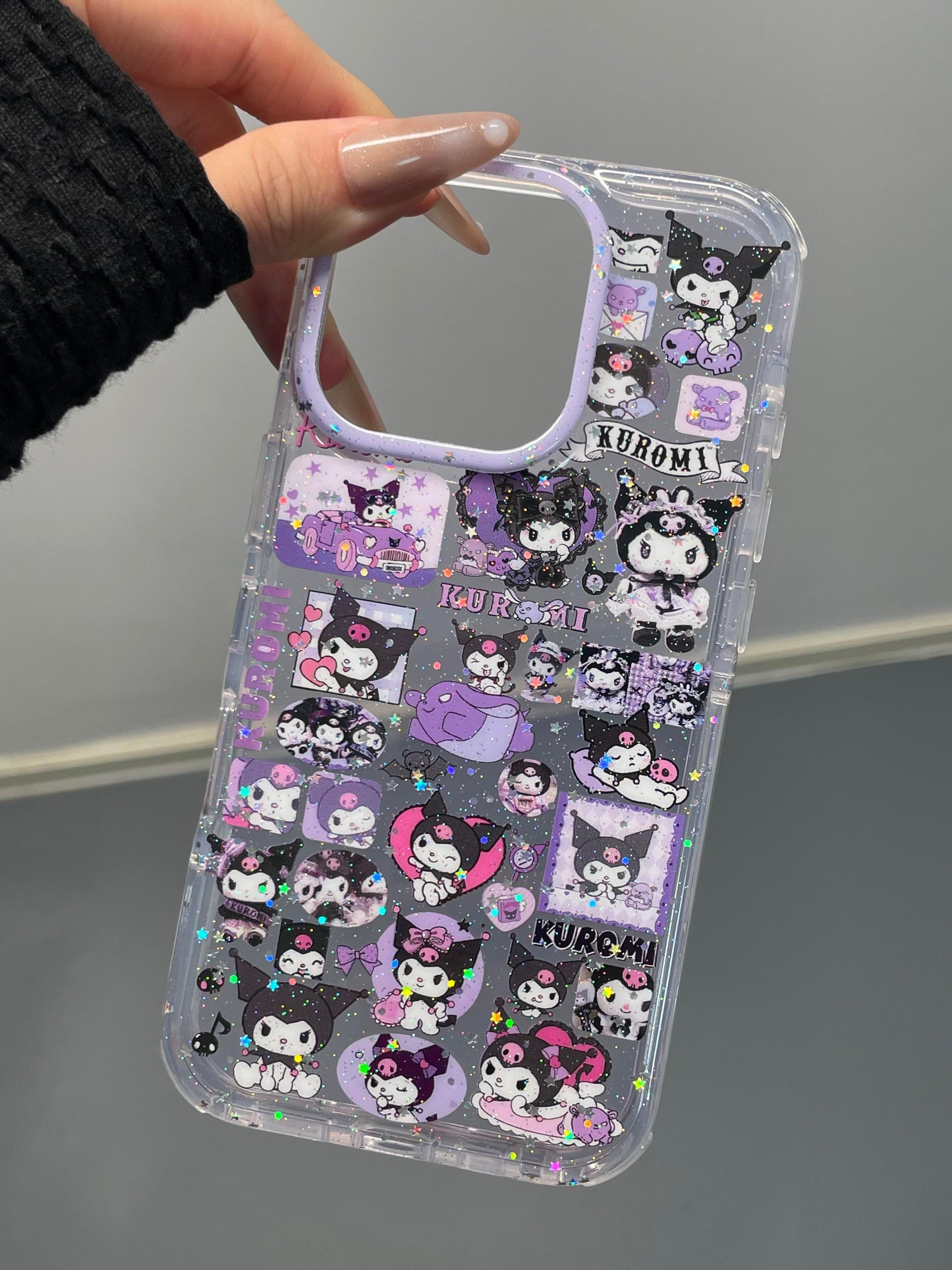 Kuromi Purple Glitter Clear Cute Kawaii Phone Case #0526