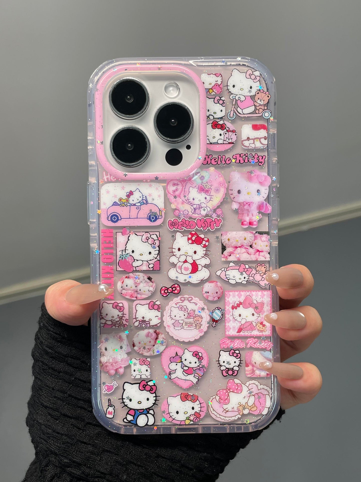 Hellokitty Pink Glitter Clear Cute Kawaii Phone Case #0522