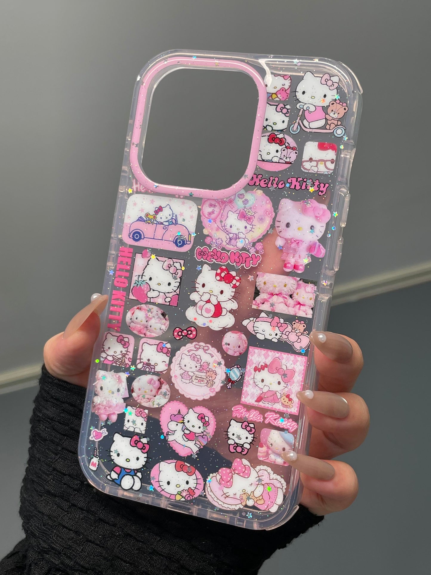 Hellokitty Pink Glitter Clear Cute Kawaii Phone Case #0522