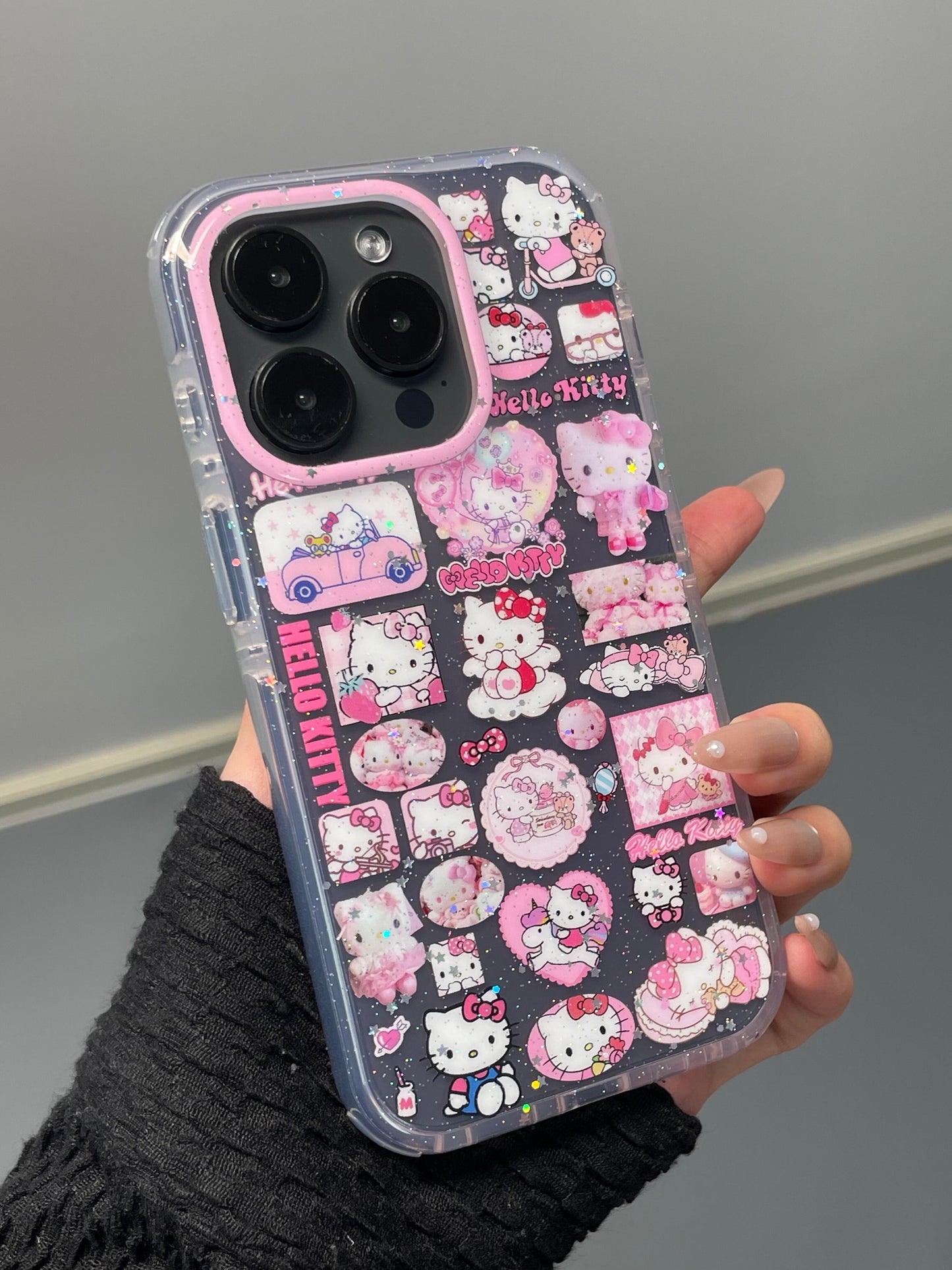Hellokitty Pink Glitter Clear Cute Kawaii Phone Case #0522