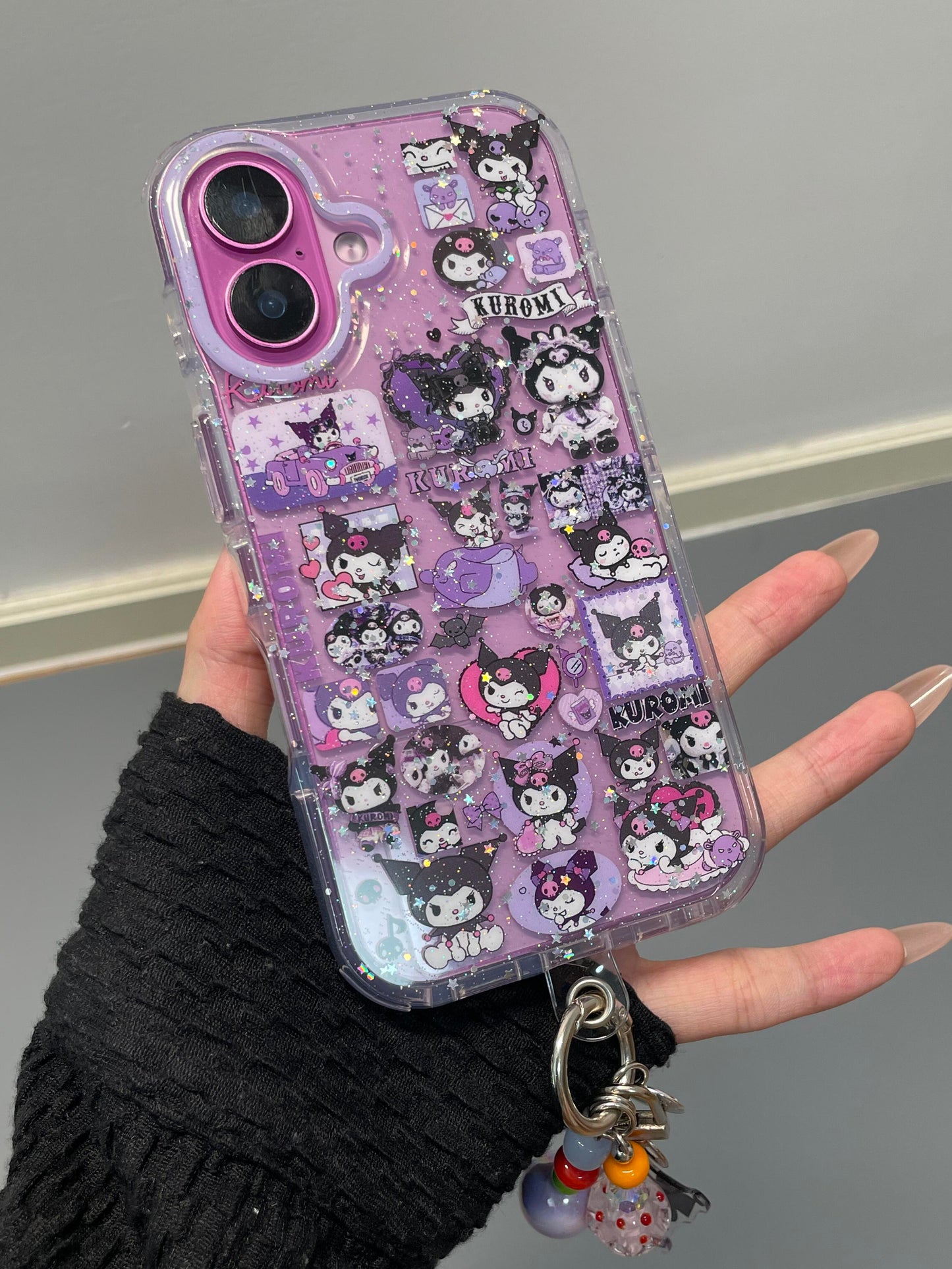 Kuromi Purple Glitter Clear Cute Kawaii Phone Case #0526
