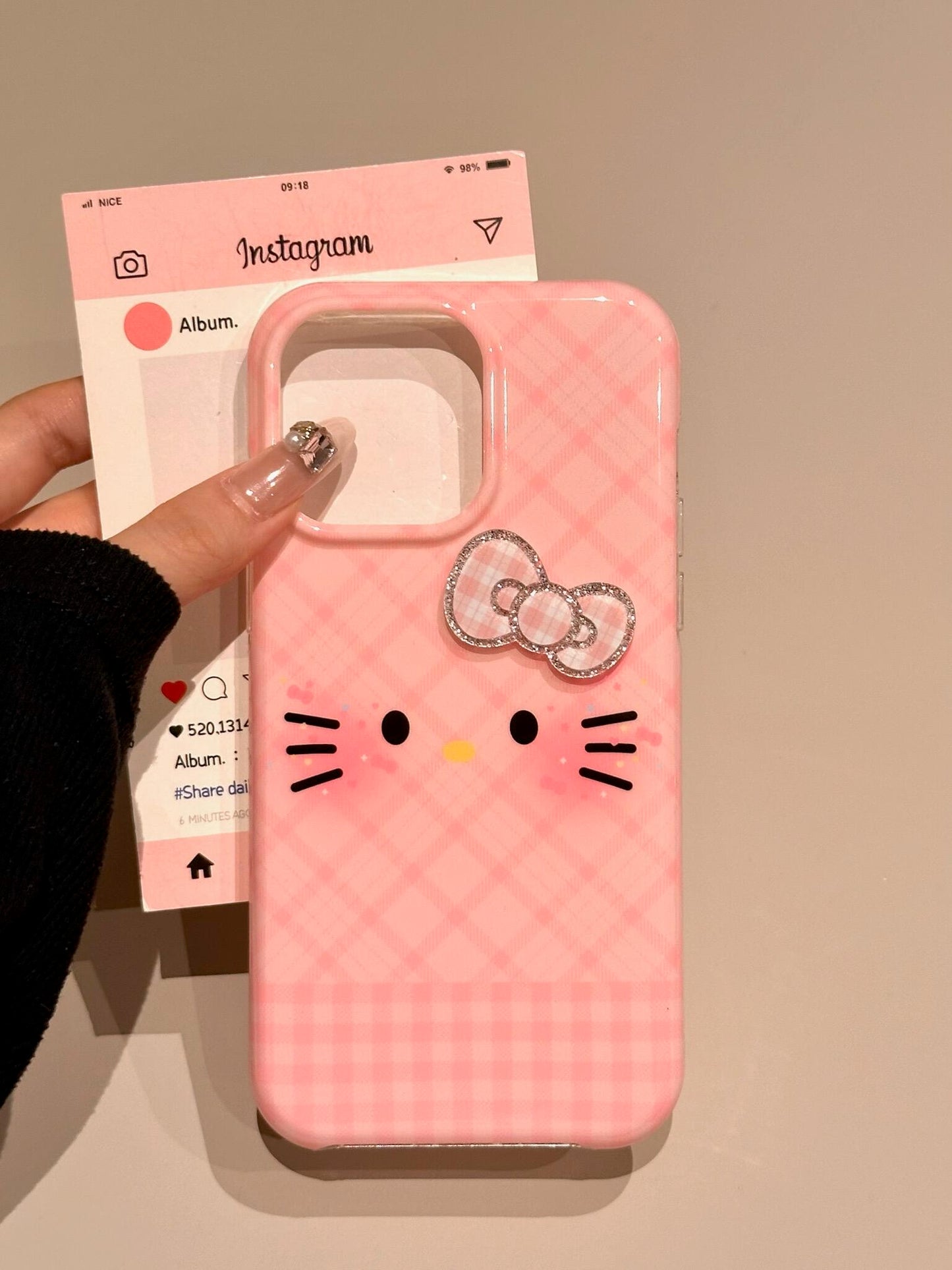 Hellokitty Plaid Bow Pink Cute Kawaii Phone Case #0531