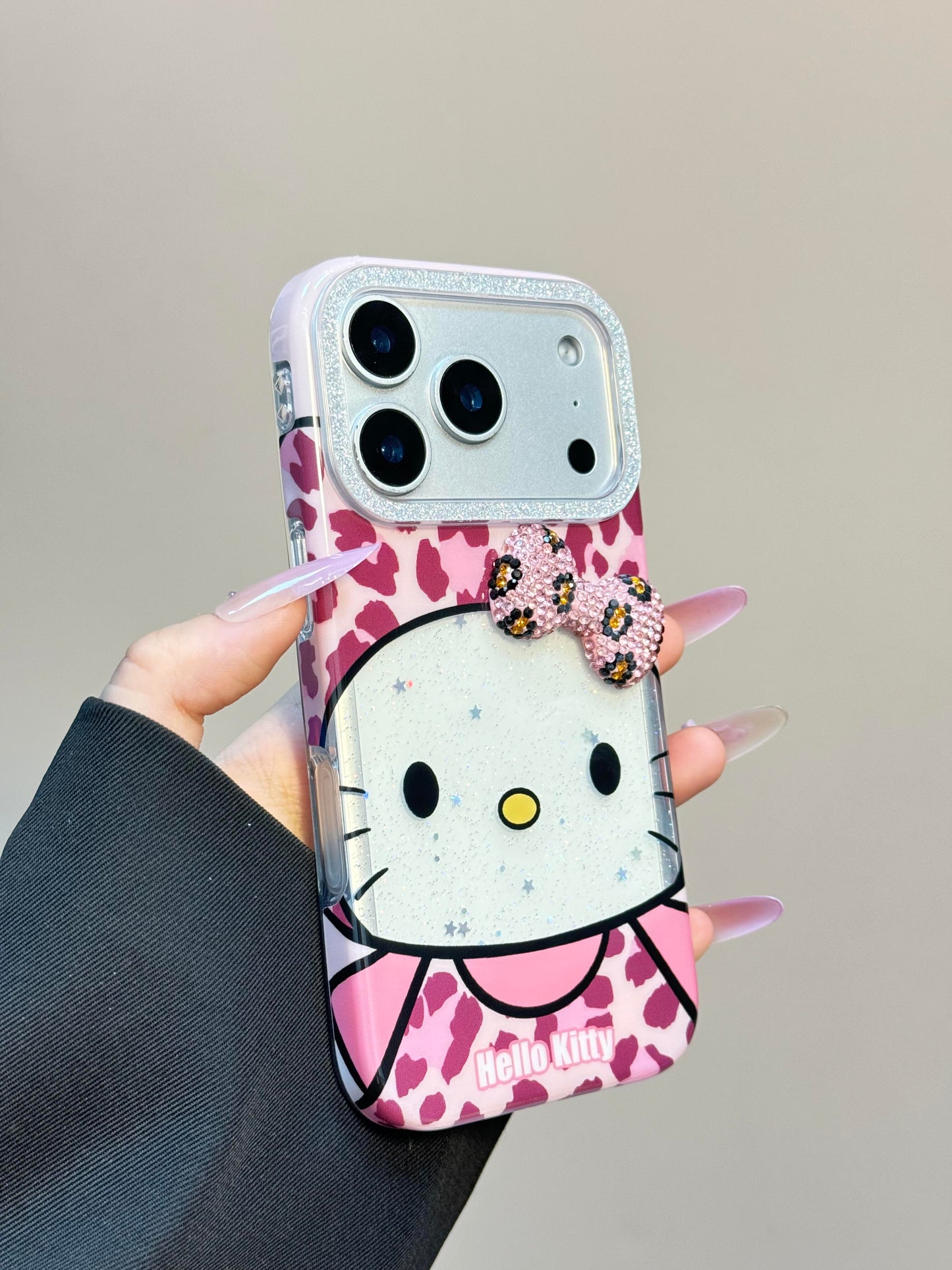 Hellokitty Pink Leopard Print Clear Cute Kawaii Phone Case #0579