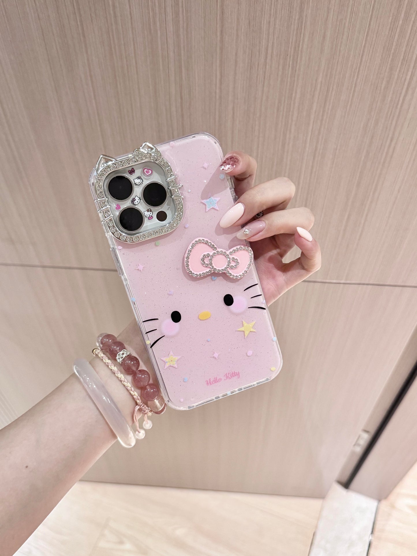 Hellokitty Pink Glitter Lens Cat Ears Cute Kawaii Phone Case #0536