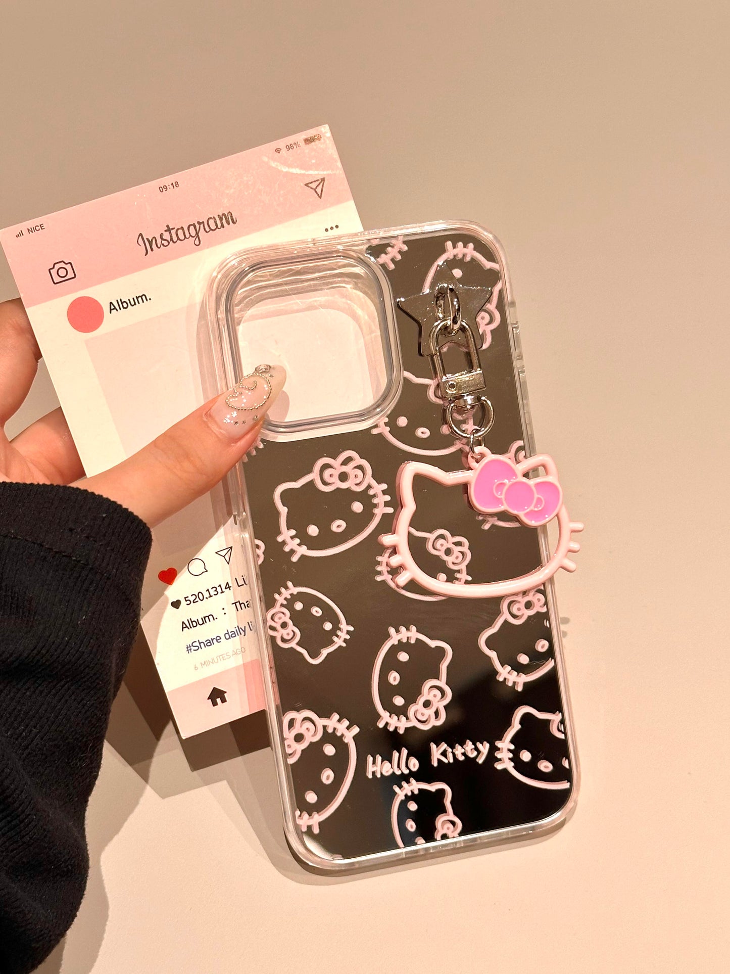 Hellokitty Pink Printed Mirror Cute Kawaii Phone Case #0534