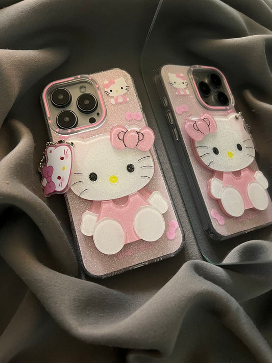 Hellokitty Pink Glitter Swivel Mirror Cute Kawaii Phone Case #0525