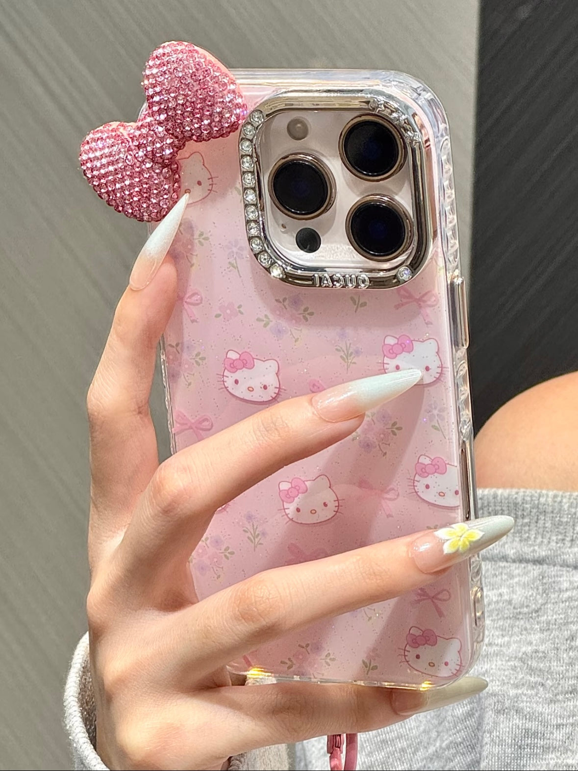Hellokitty Pink Bow Flower Glitter Cute Kawaii Phone Case #0513