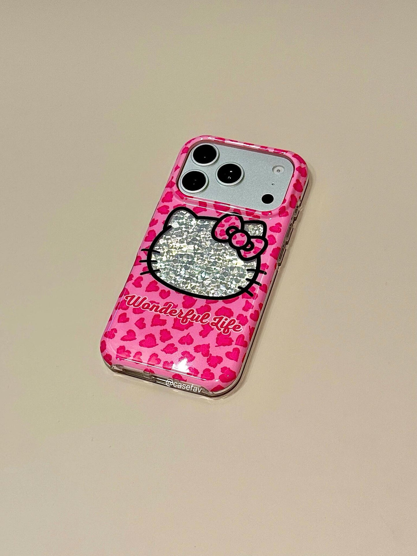 Pink Leopard-Print Sequins Hello Kitty Phone Case #627
