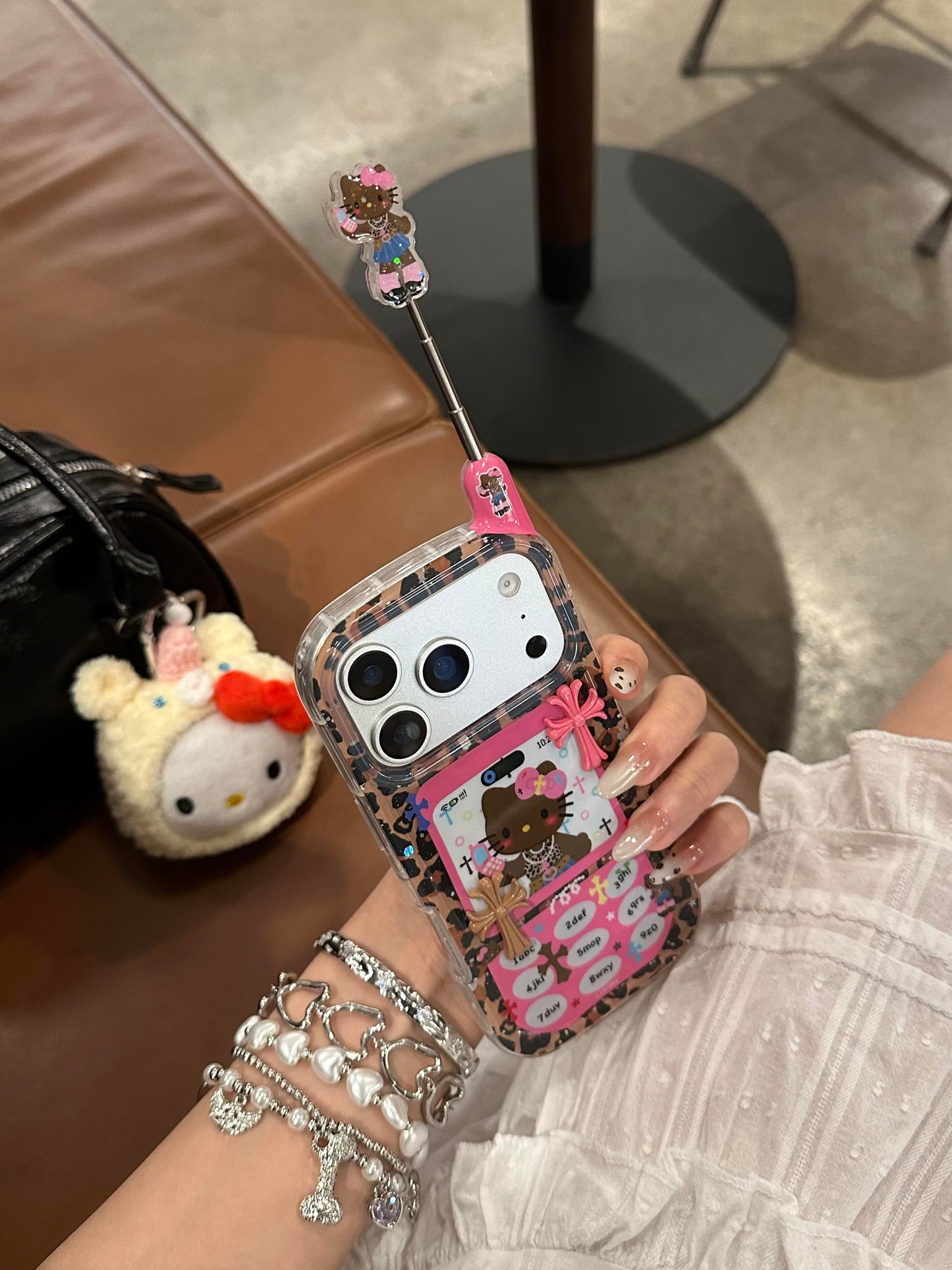 Hellokitty Leopard Print Phone Shape Retro Design Cute Kawaii Phone Case #0549