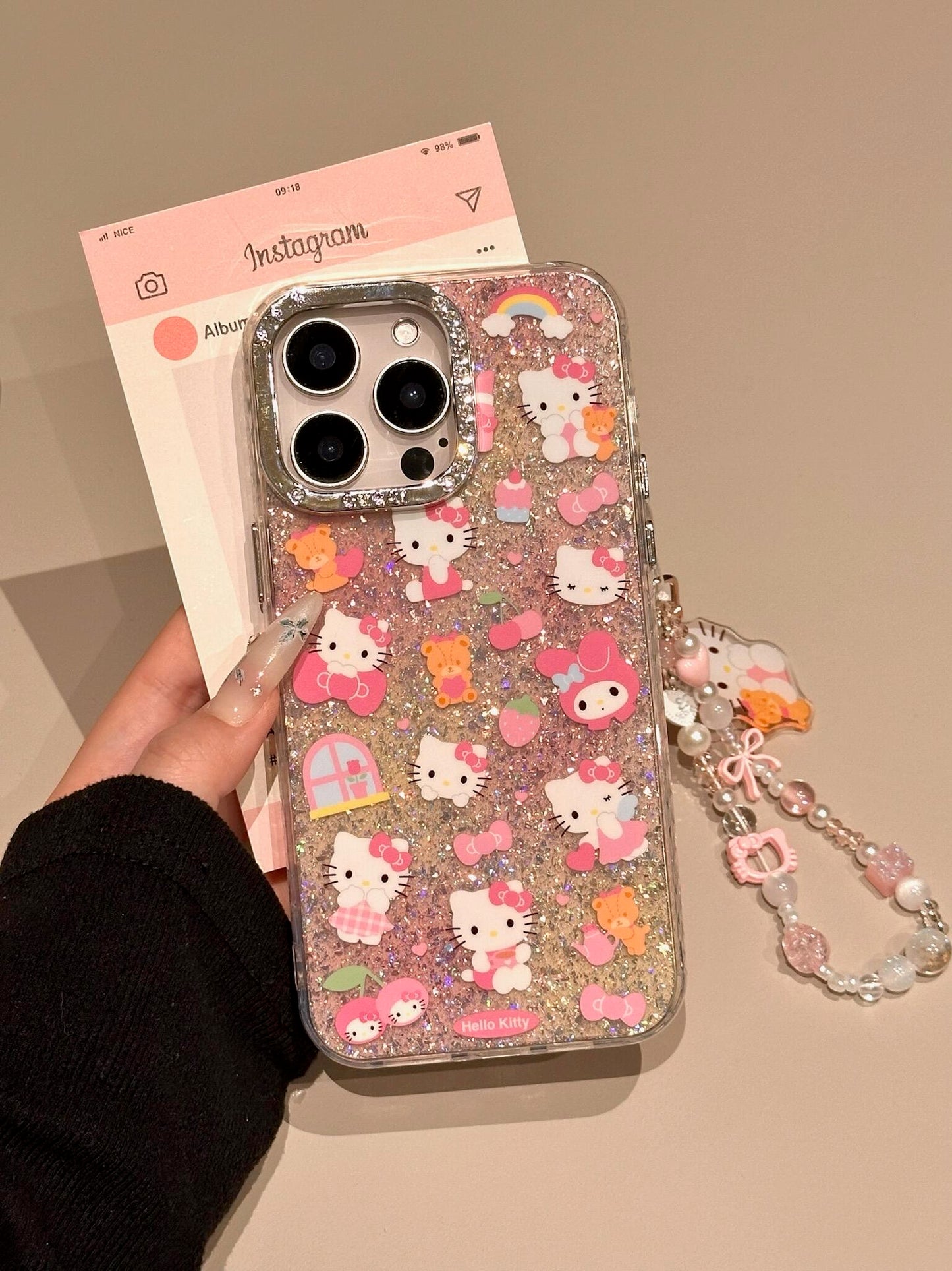 Hellokitty Pink Glitter Clear Cute Kawaii Phone Case #0506