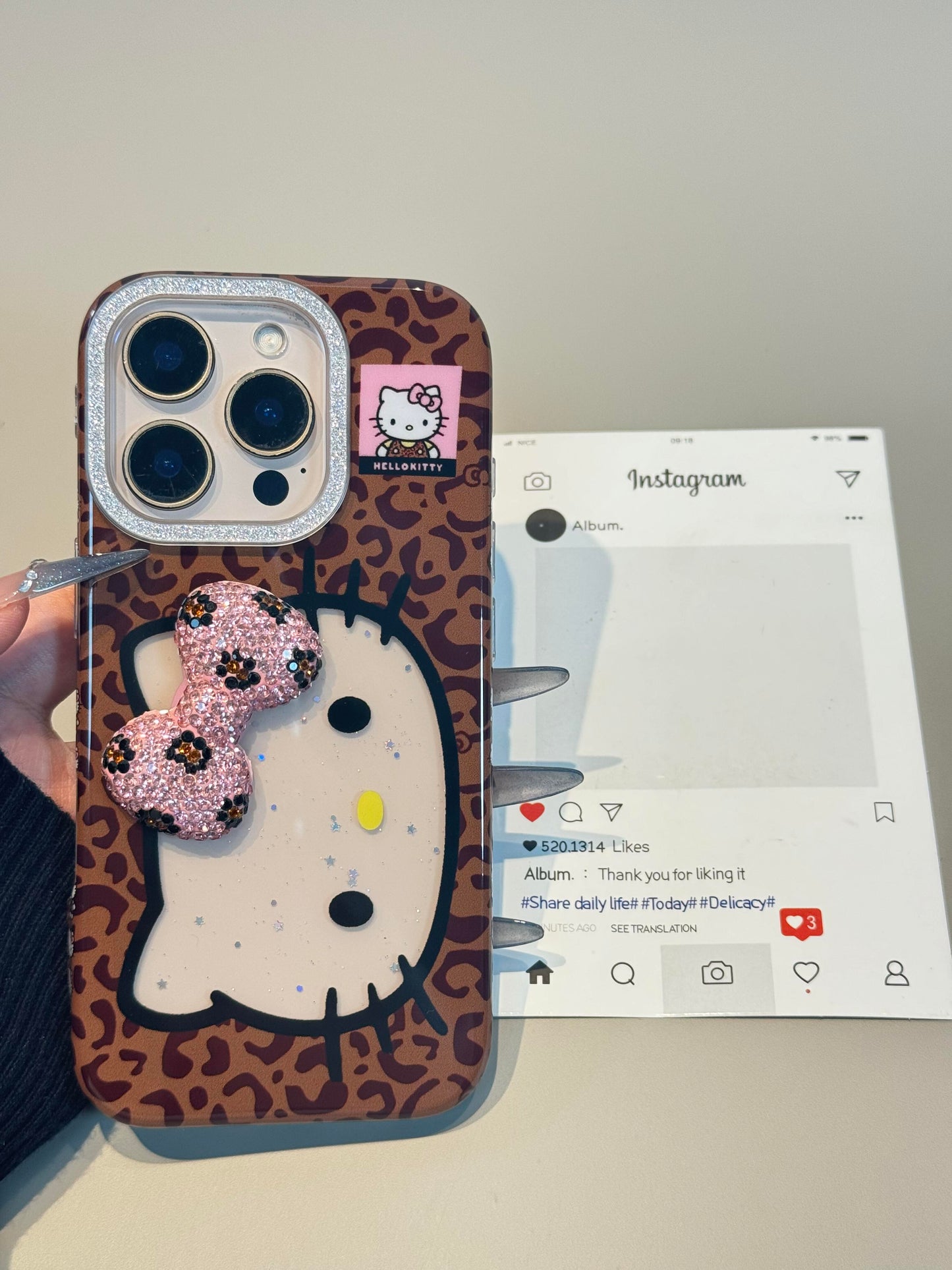 Hellokitty Pink Bow Tie Leopard Print Cute Kawaii Phone Case #0505