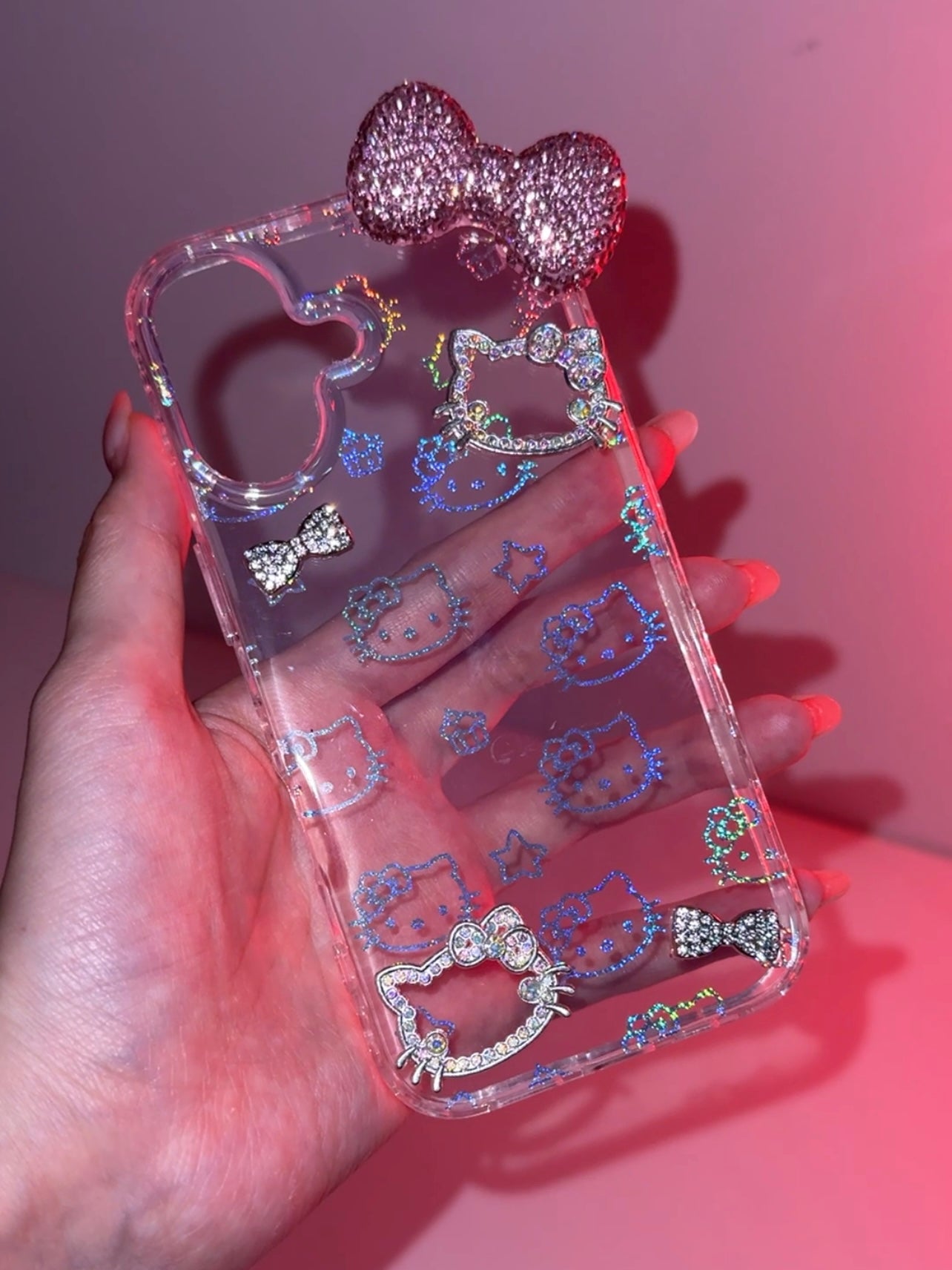 Hellokitty Handmade Rhinestones Glitter Clear Cute Kawaii Phone Case #0500