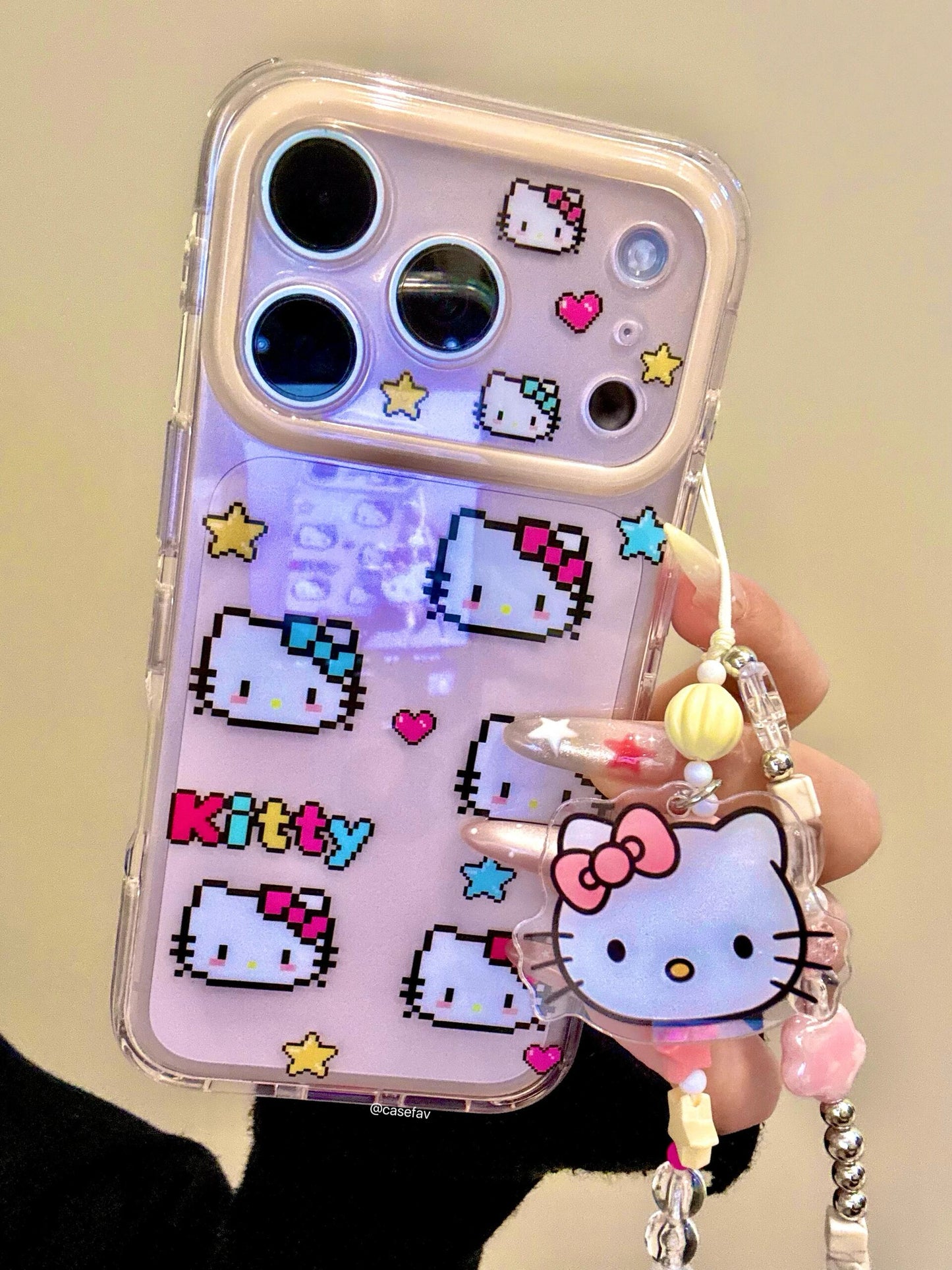 Hellokitty Clear Pixels Pattern Cute Kawaii Phone Case #602