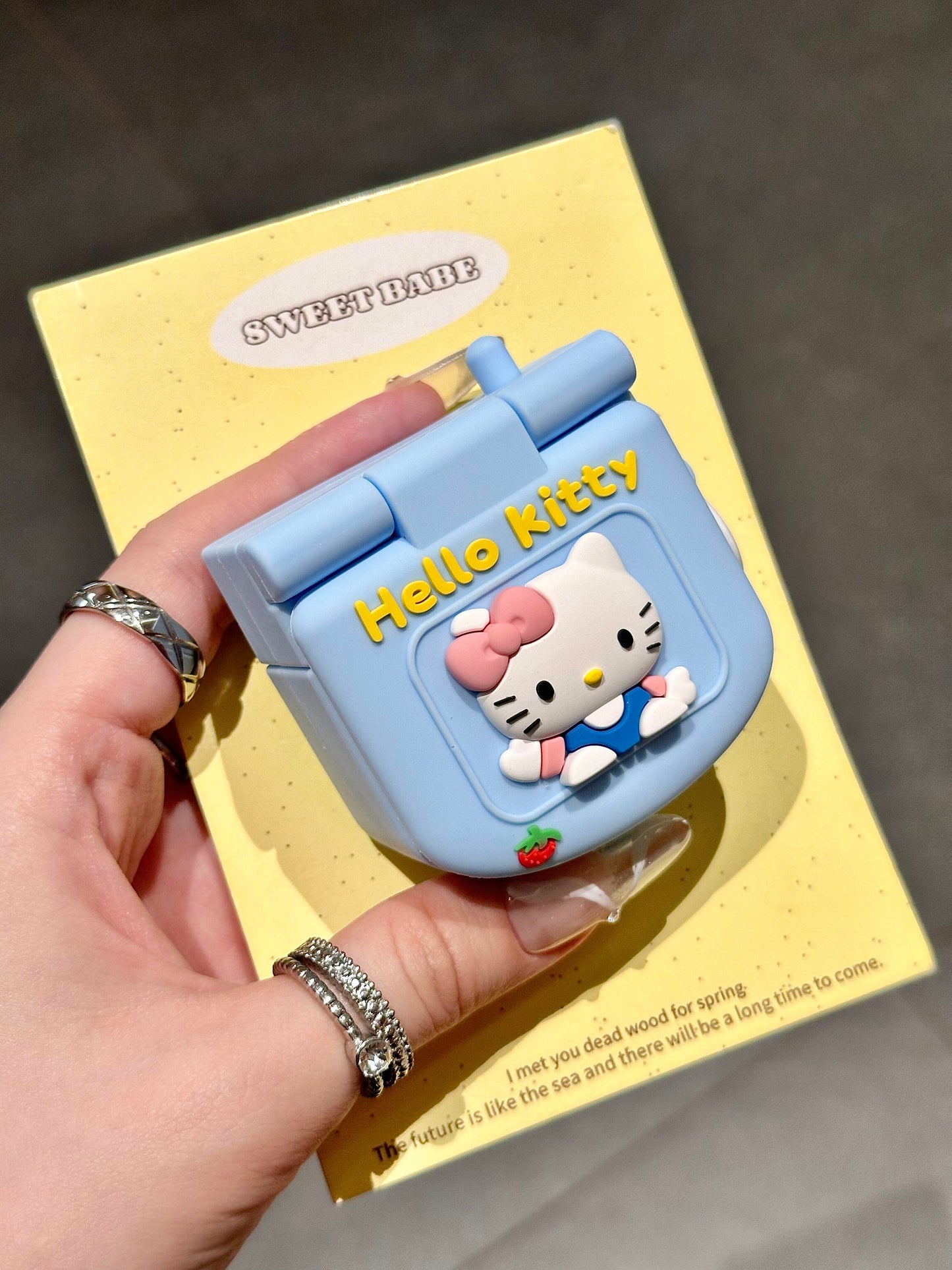 Hellokitty Blue Flip Phone Shape Silicone Cute Kawaii AirPods Case #0162