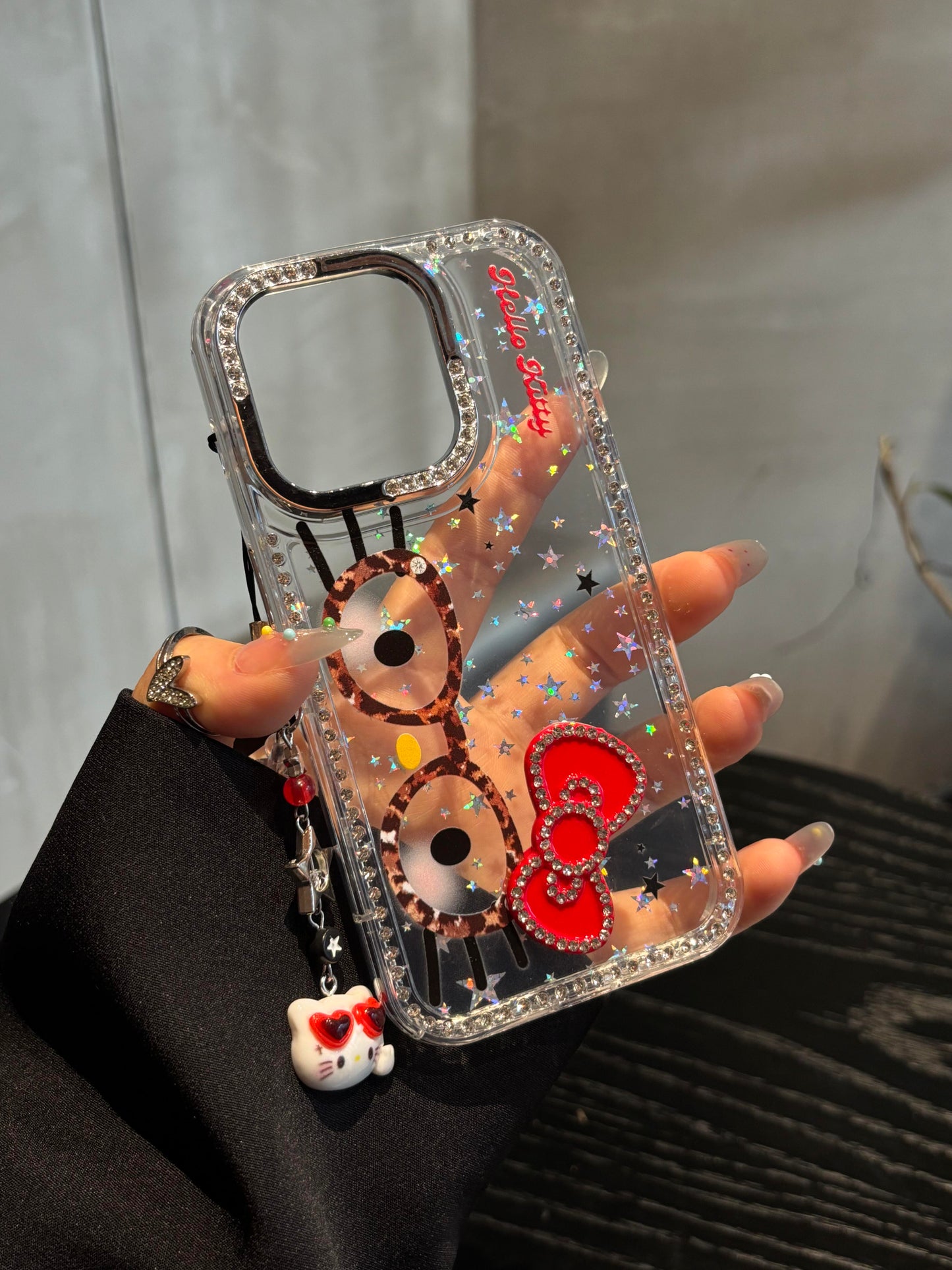 Hellokitty Eyeglasses Glitter Clear Cute Kawaii Phone Case #0477