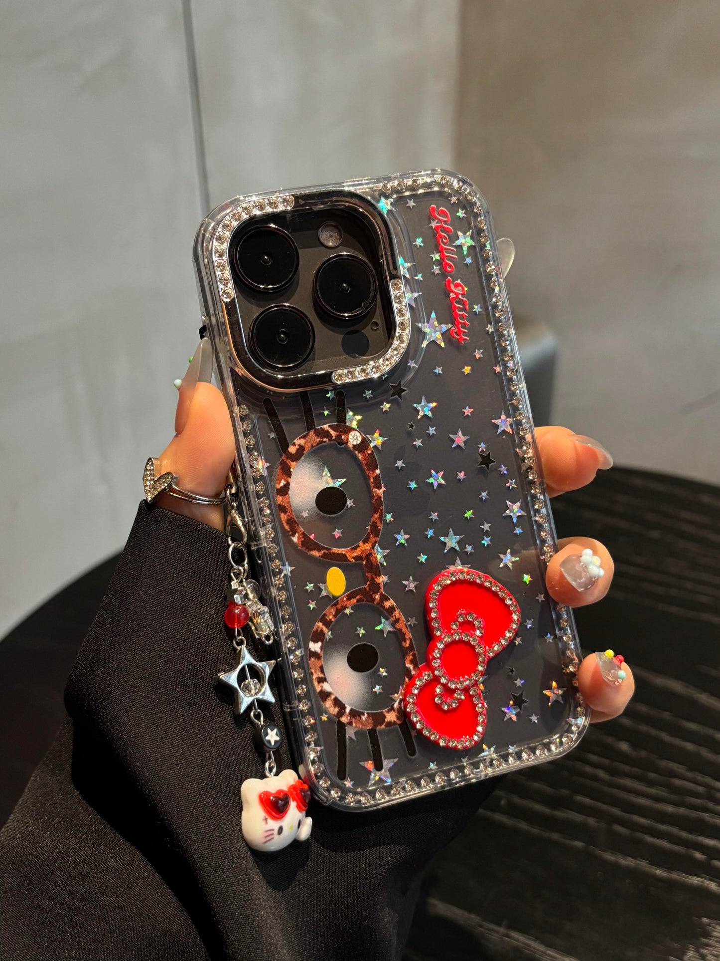 Hellokitty Eyeglasses Glitter Clear Cute Kawaii Phone Case #0477