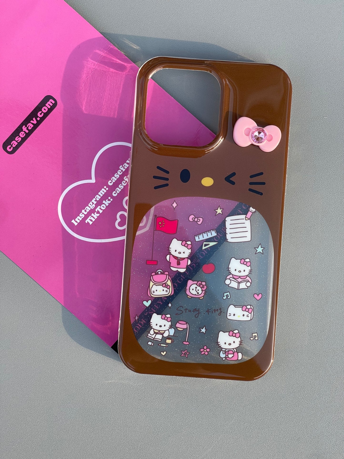 Tan Hellokitty Big Mouth Glitter Cute Kawaii Phone Case #0281