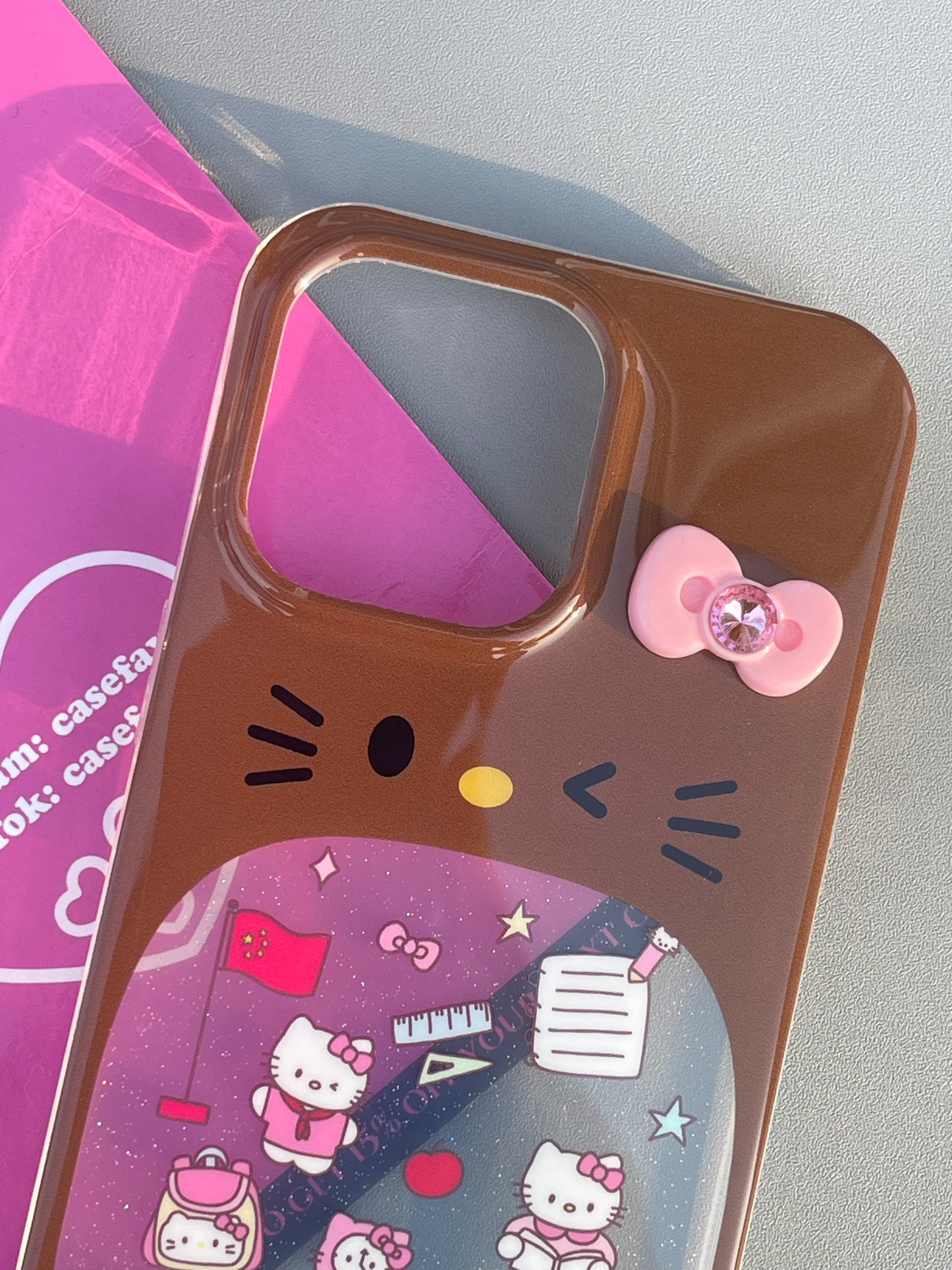 Tan Hellokitty Big Mouth Glitter Cute Kawaii Phone Case #0281