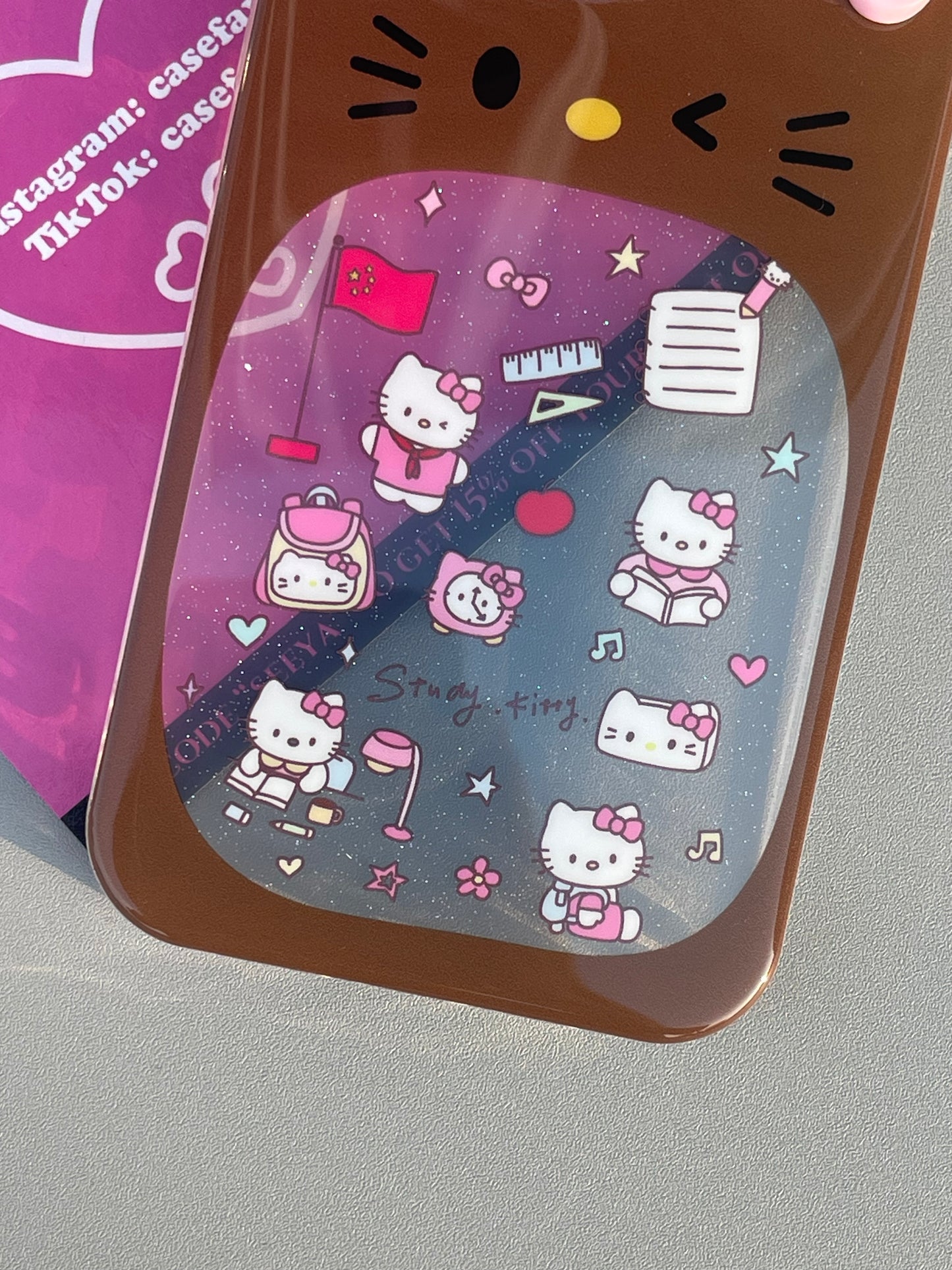 Tan Hellokitty Big Mouth Glitter Cute Kawaii Phone Case #0281