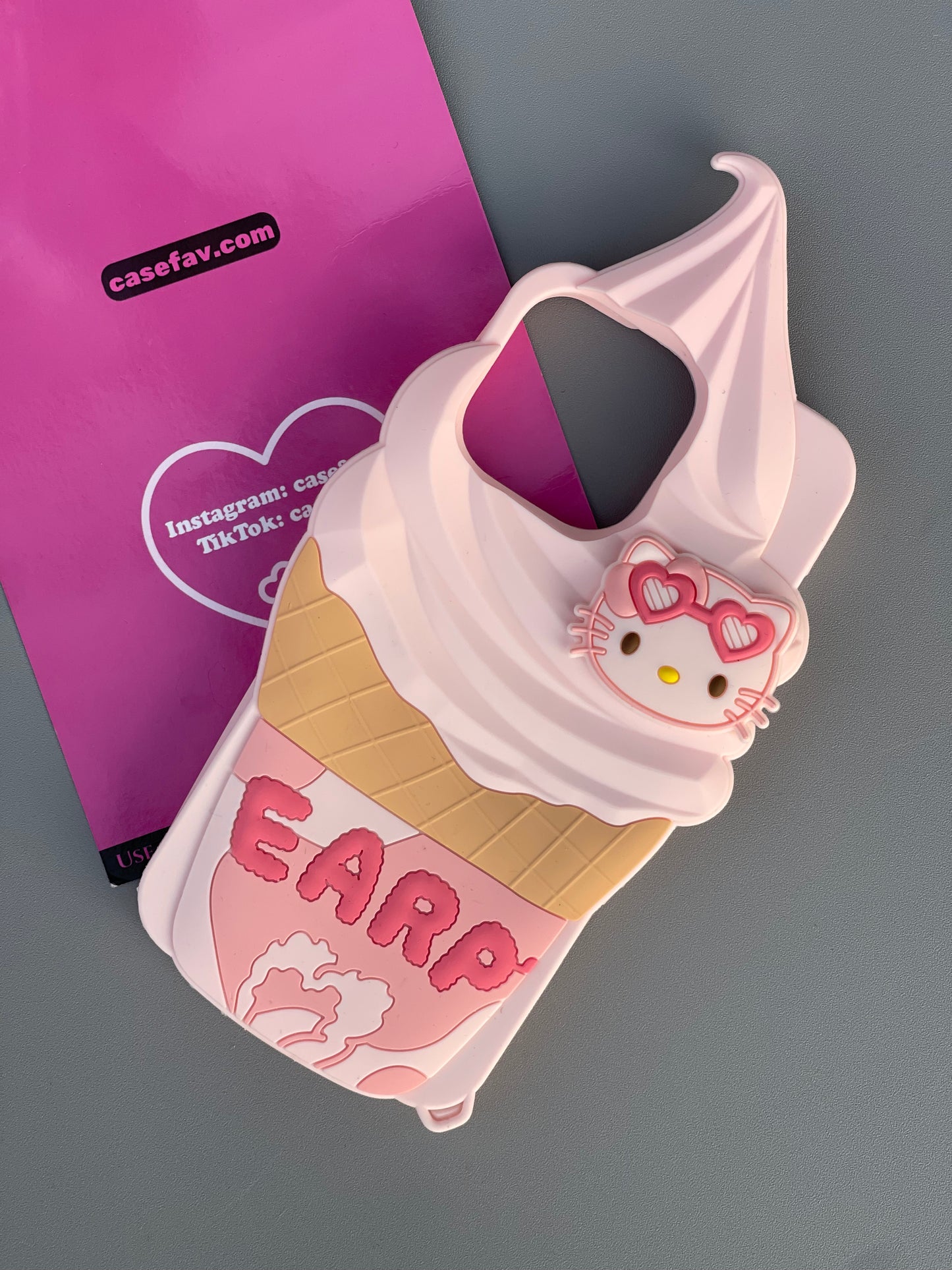 Hellokitty Pink Ice cream Shape Silicone Cute Kawaii Phone Case #0298