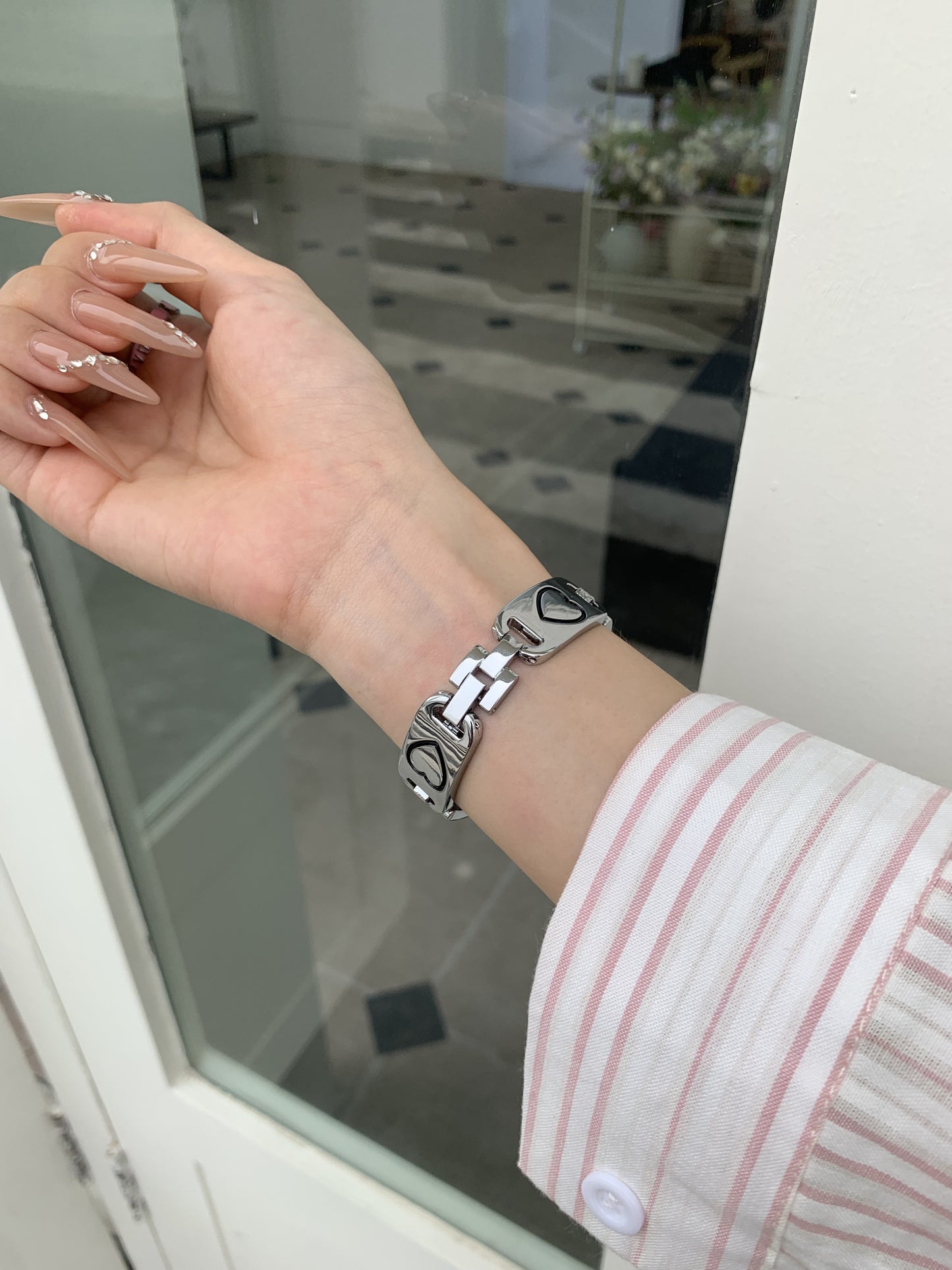 Hellokitty Apple Watch Band Jewelry Metal Strap Bands for iWatch Series wb#0004