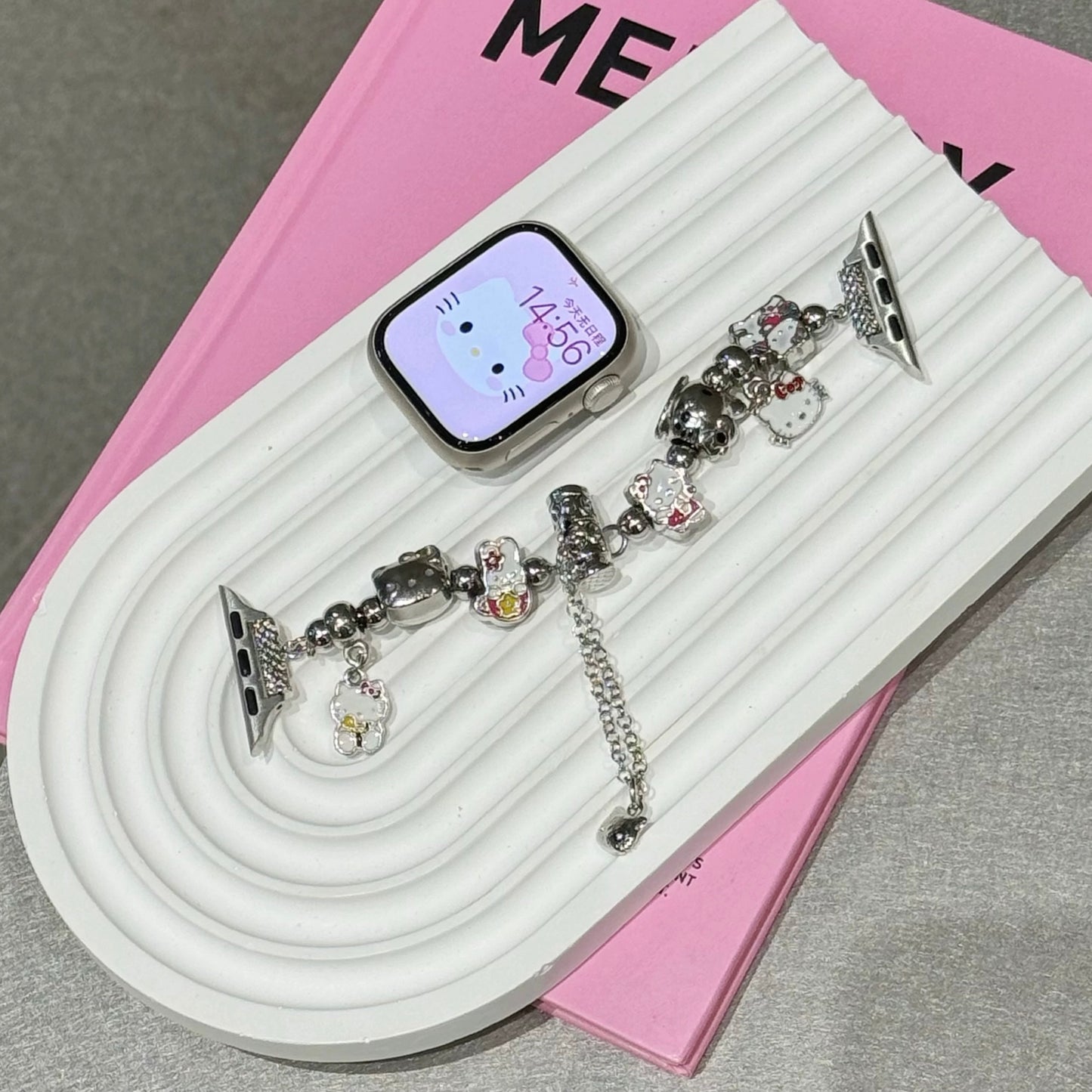 Hellokitty Charm Bracelet Adjustable Apple Watch Band Jewelry Metal Strap Bands for iWatch Series wb#0007