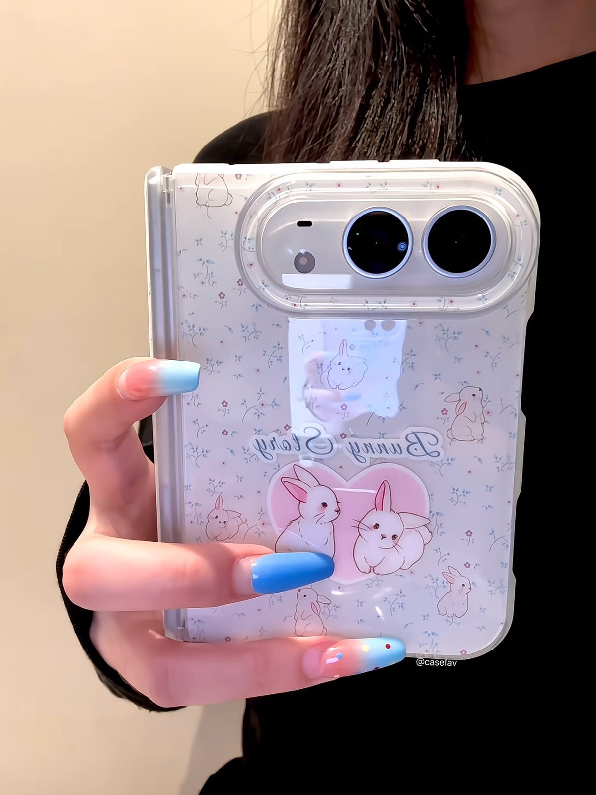 White Floral Rabbit iPhone Duo Case #0670