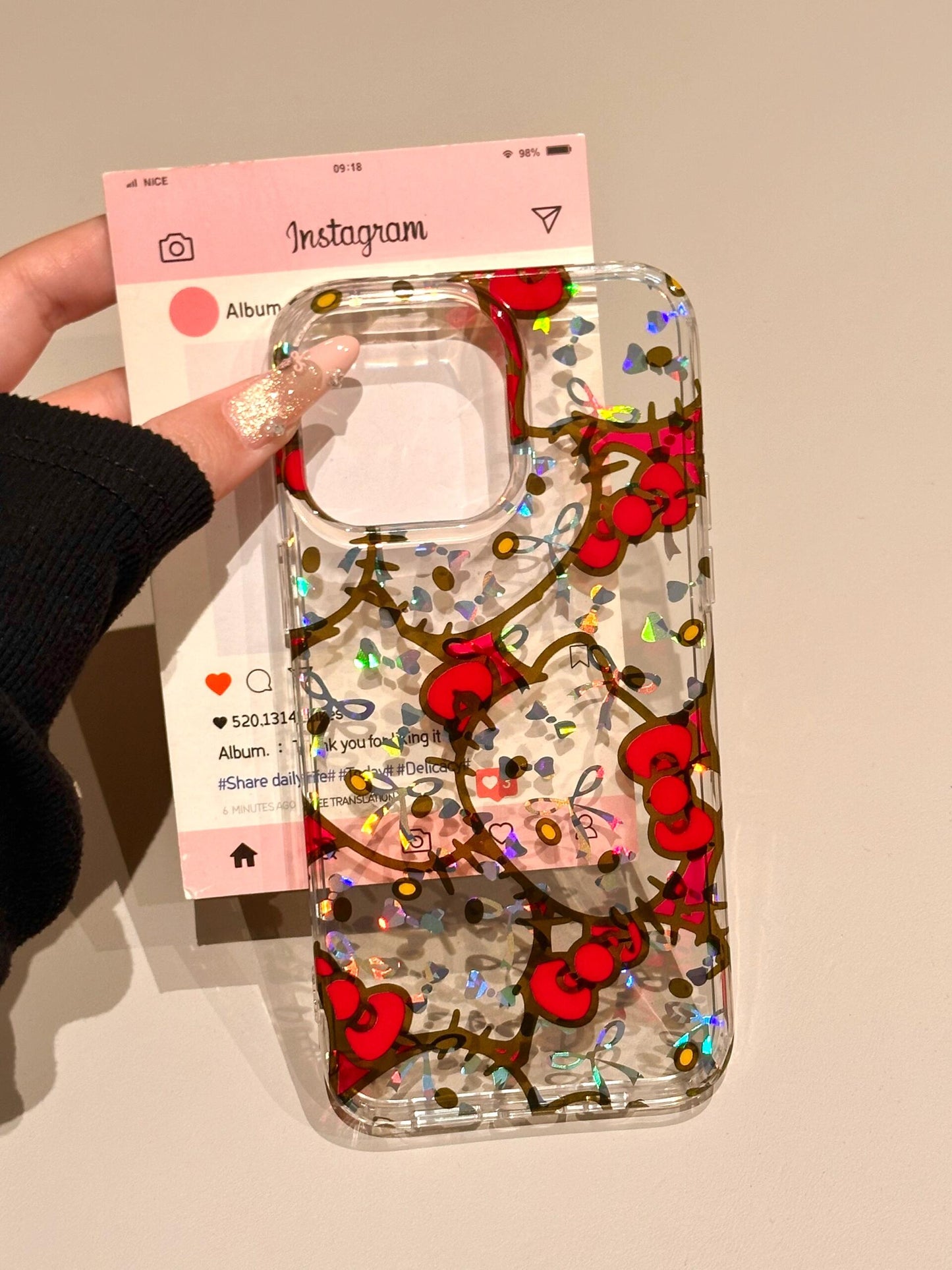 Hellokitty Glitter Clear Cute Kawaii Phone Case #0479