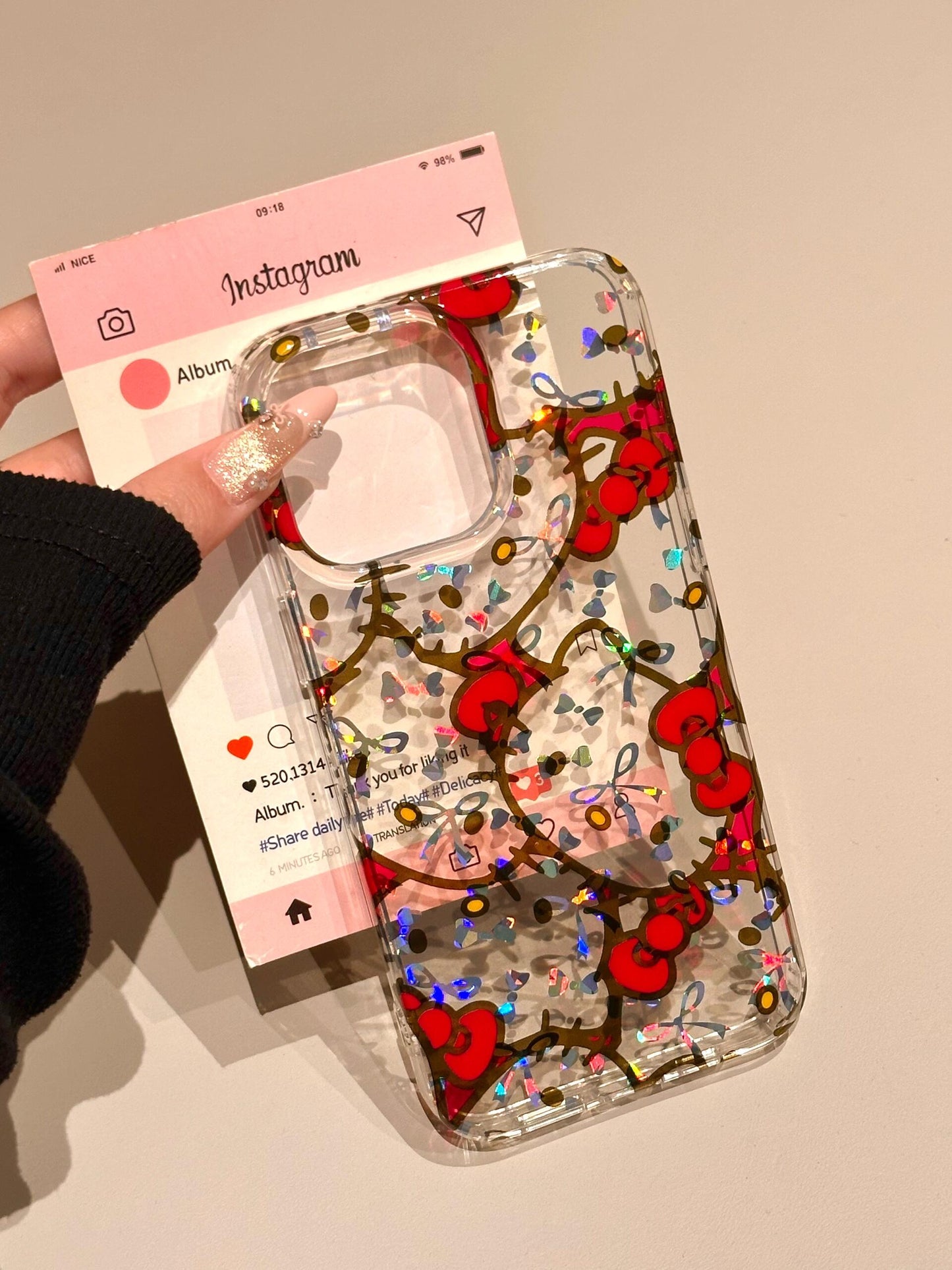 Hellokitty Glitter Clear Cute Kawaii Phone Case #0479