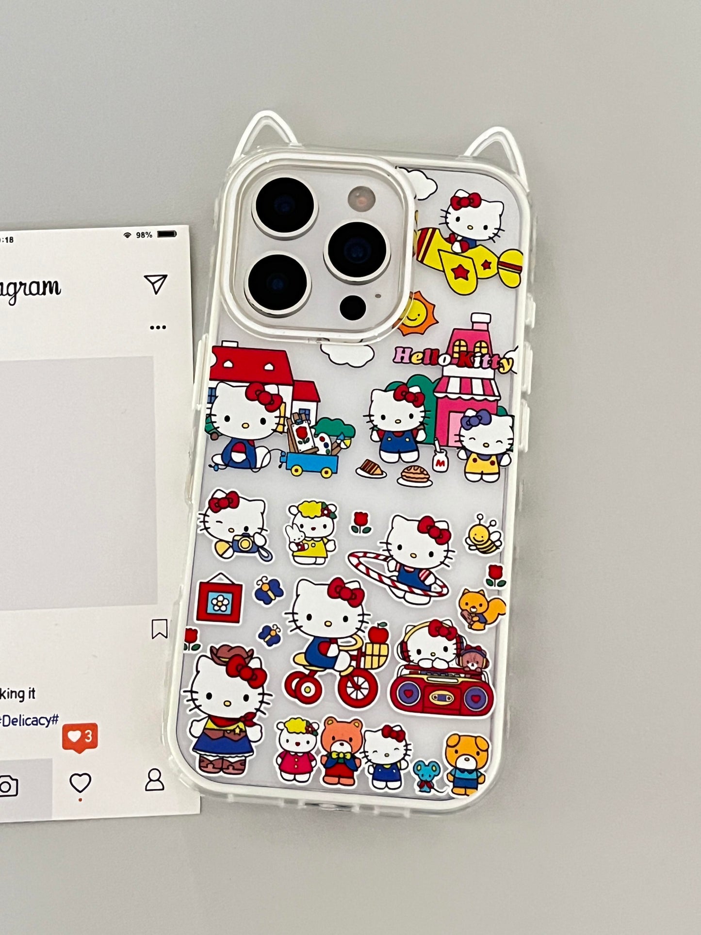 Hellokitty Cat Ear Shape Top Cute Kawaii Phone Case #0483