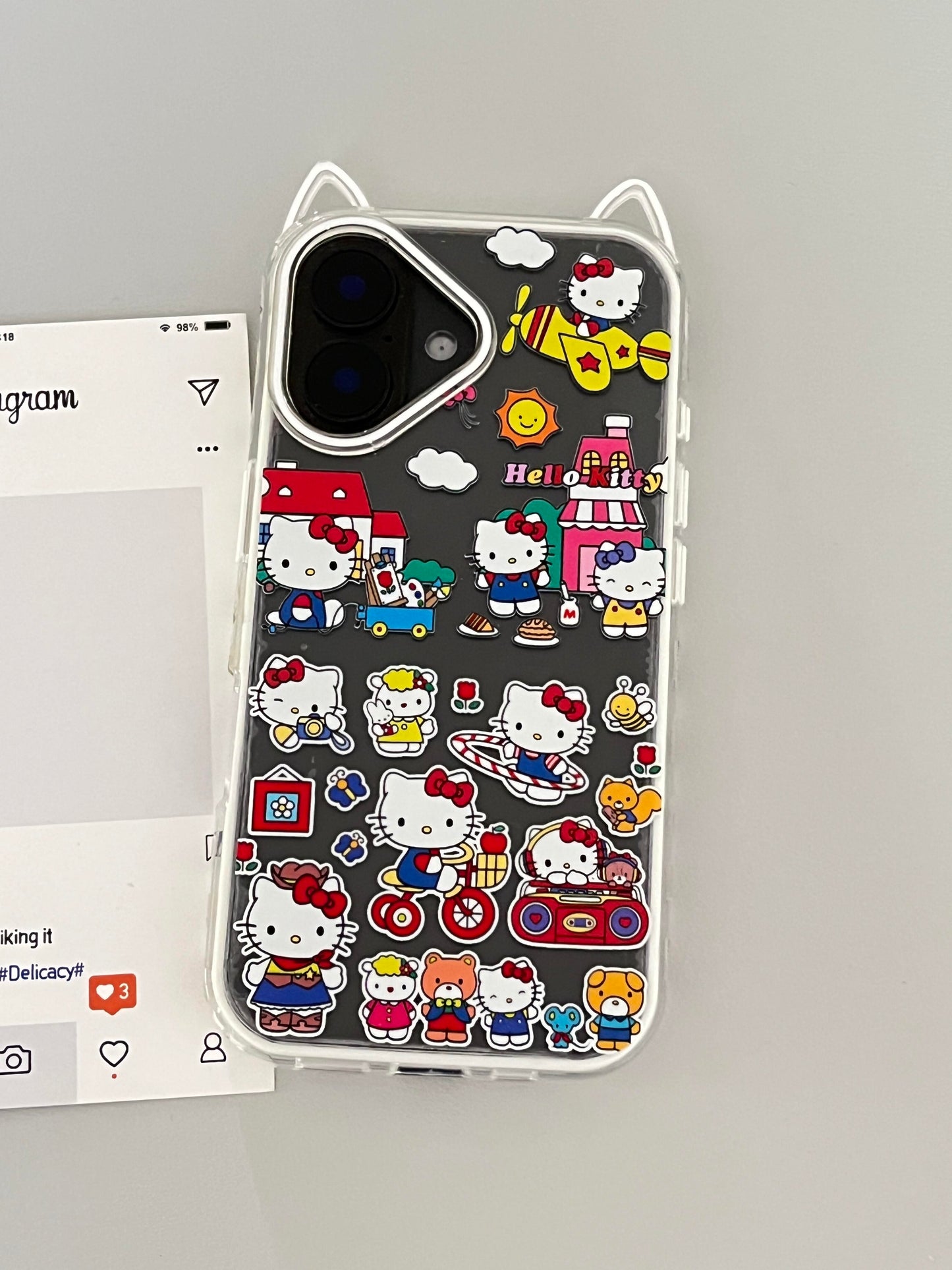 Hellokitty Cat Ear Shape Top Cute Kawaii Phone Case #0483