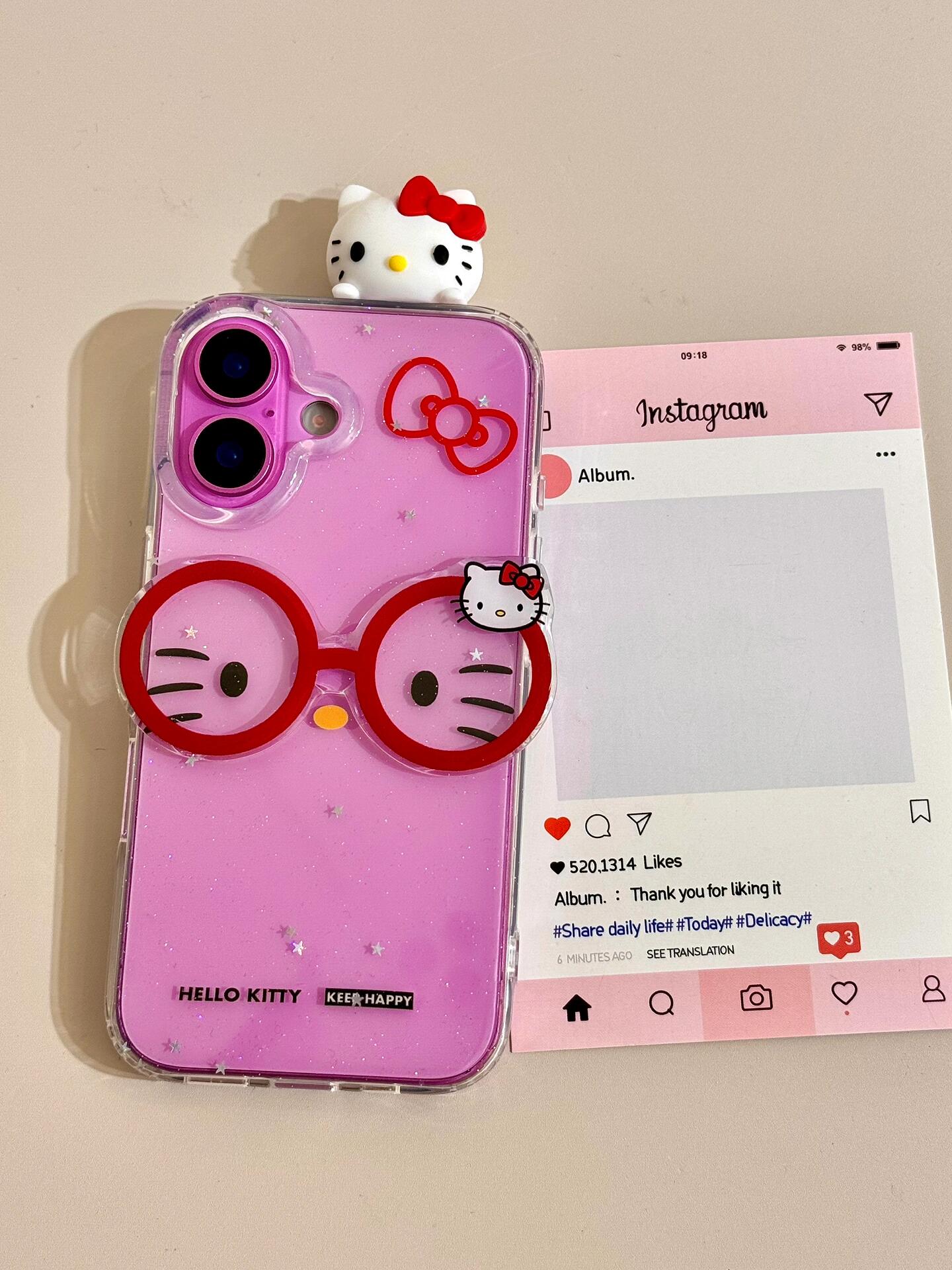 Hellokitty Hiper Clear Glasses Cute Kawaii Phone Case #0486