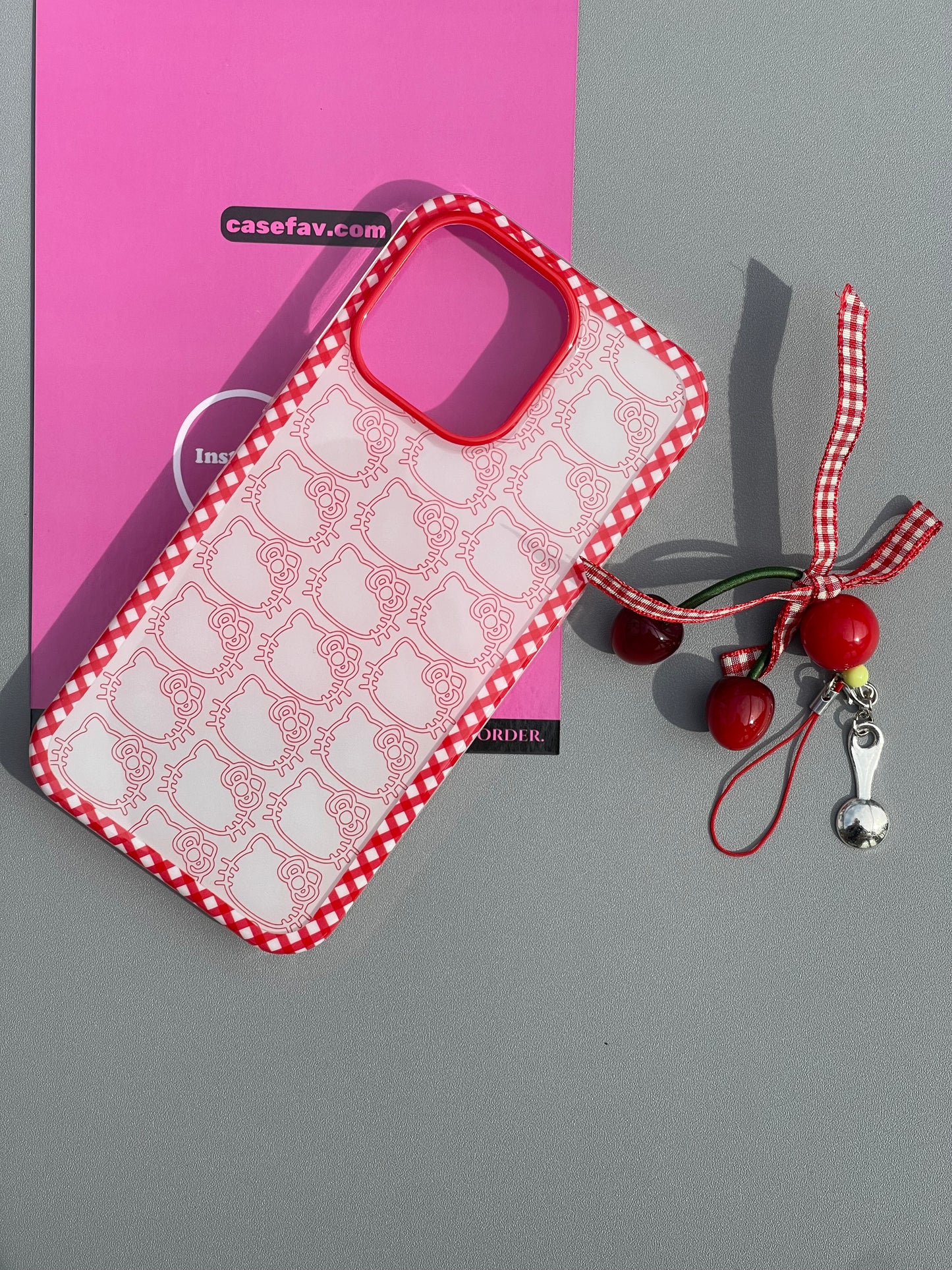 Hellokitty Red Border Cute Kawaii Phone Case With Chain #0378