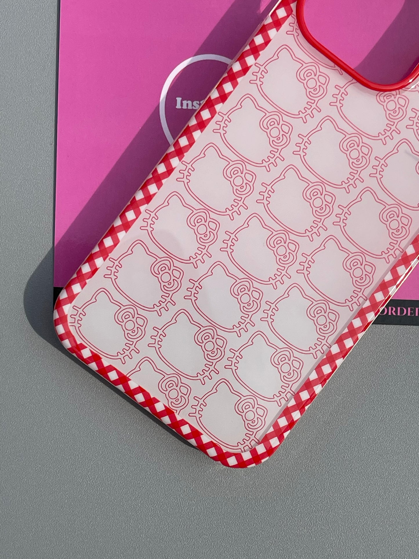 Hellokitty Red Border Cute Kawaii Phone Case With Chain #0378
