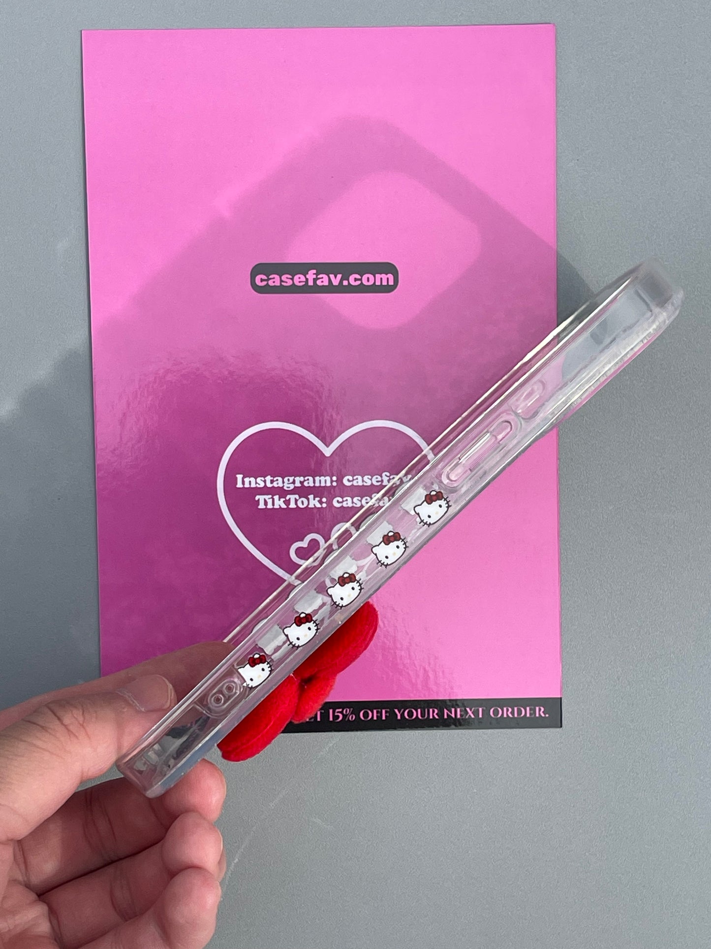 Hellokitty Silver Glitter Red Bow Clear Cute Kawaii Phone Case #0364