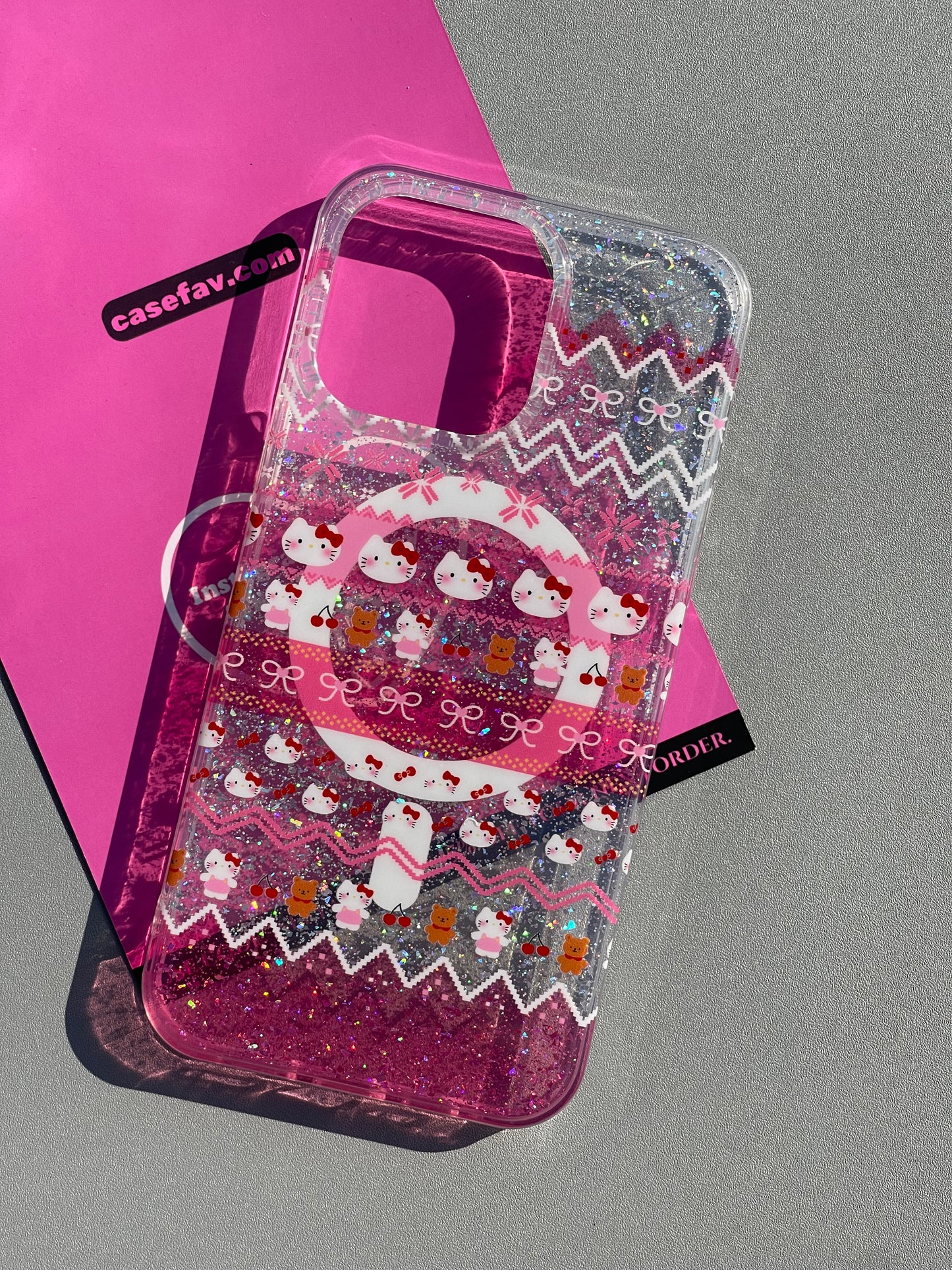 Hellokitty Pink Snow Glitter Cute Kawaii MagSafe Case #0394