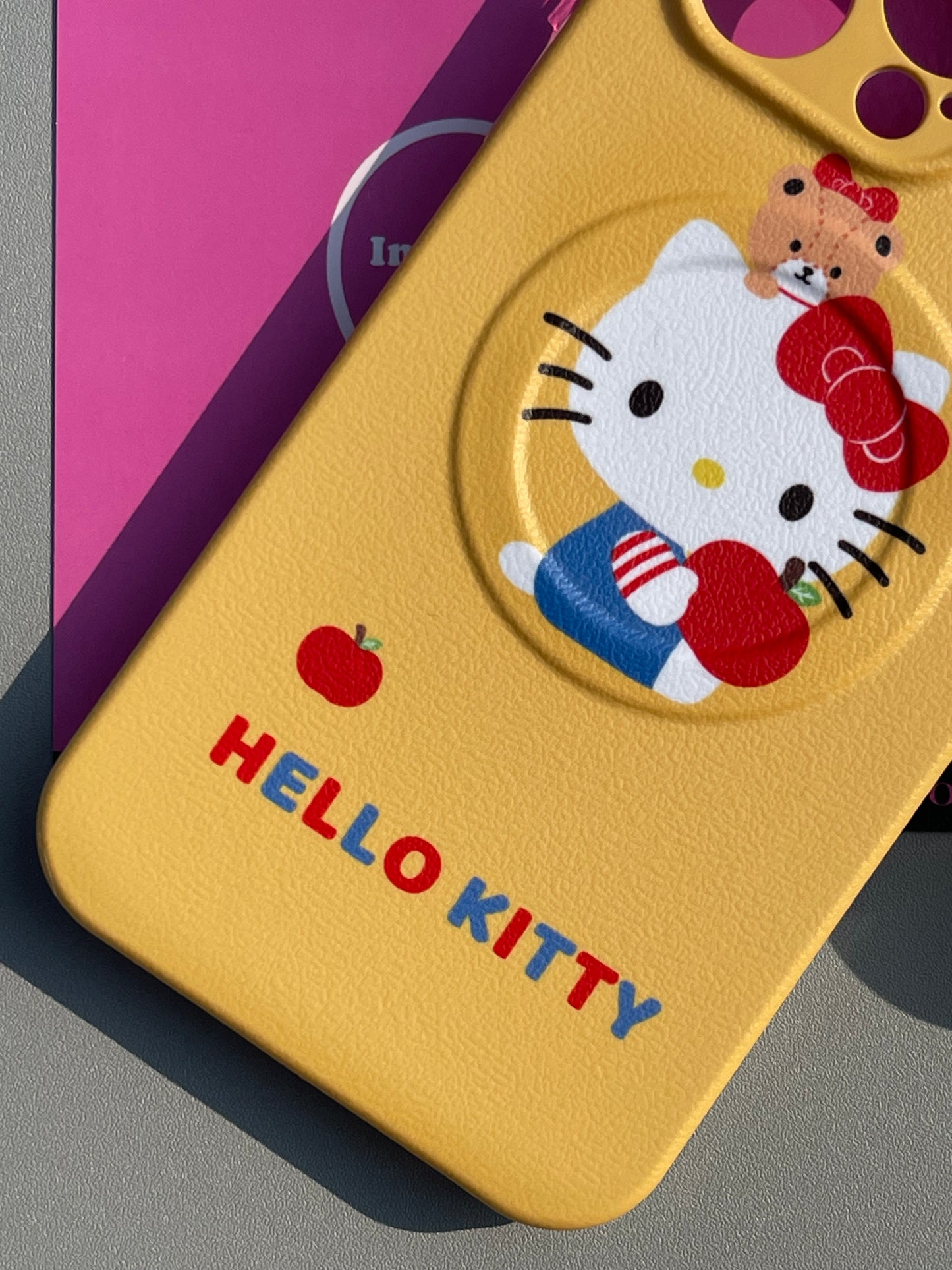 Hellokitty Yellow Cute Kawaii MagSafe Case + MagSafe Stand Holder / Phone Grip #0418