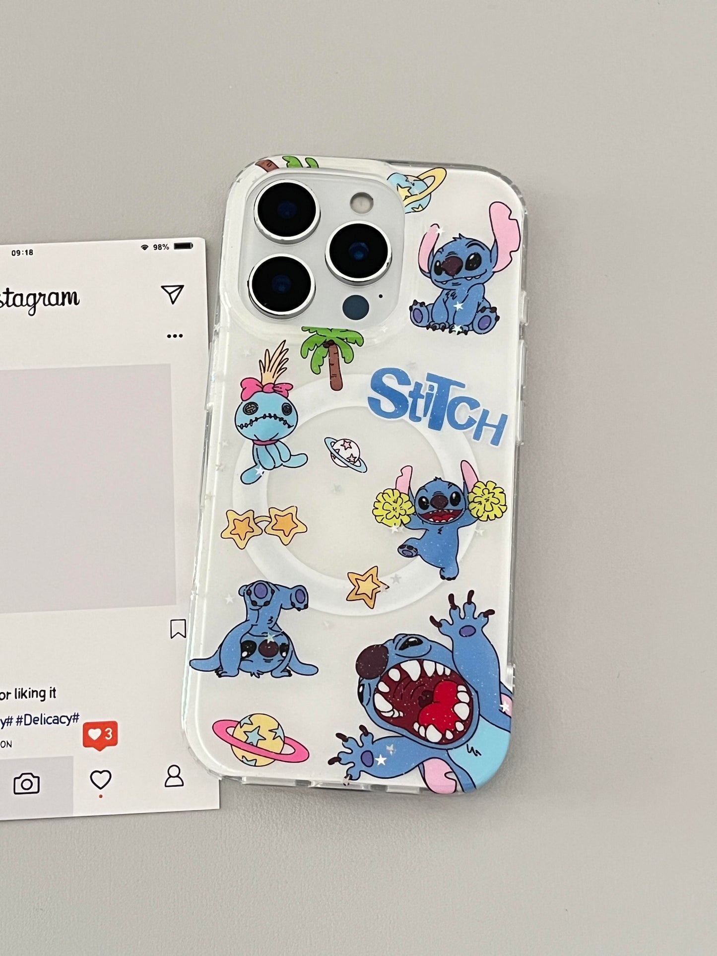 Stitch Cute Kawaii MagSafe Case + MagSafe Stand Holder / Phone Grip #0494