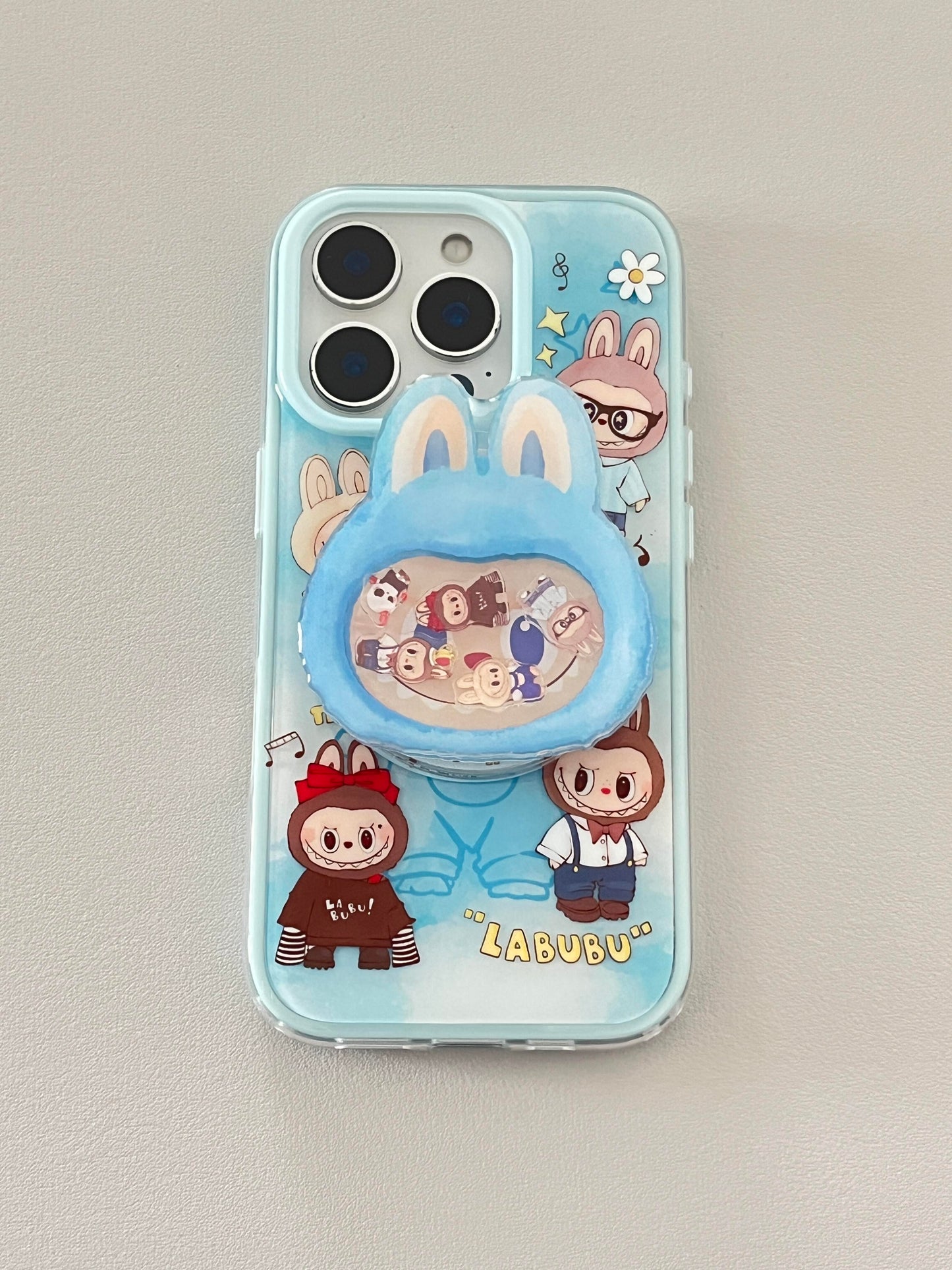 LABUBU Blue Cute Kawaii MagSafe Case + MagSafe Stand Holder / Phone Grip #0493