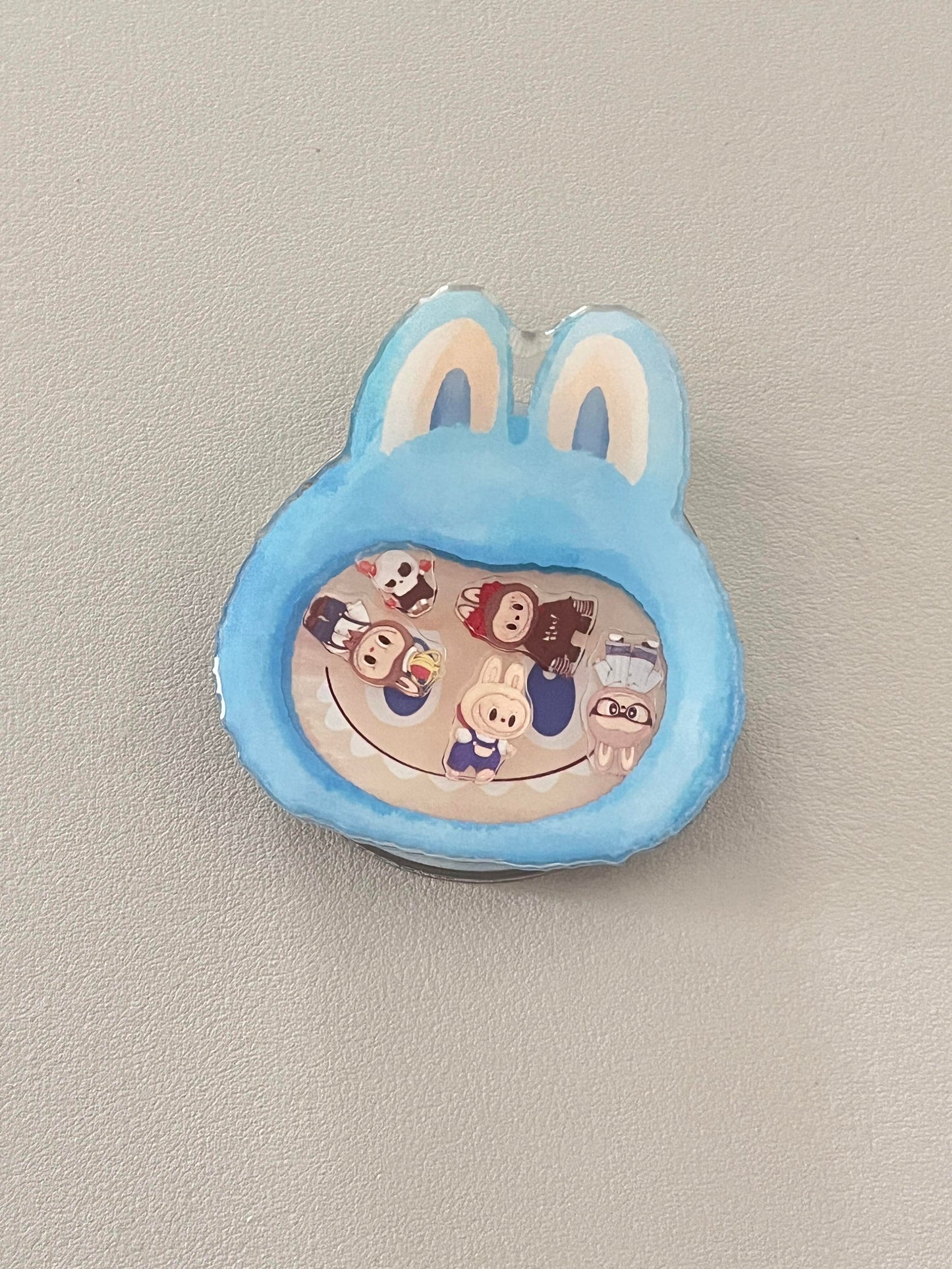 LABUBU Blue Cute Kawaii MagSafe Case + MagSafe Stand Holder / Phone Grip #0493