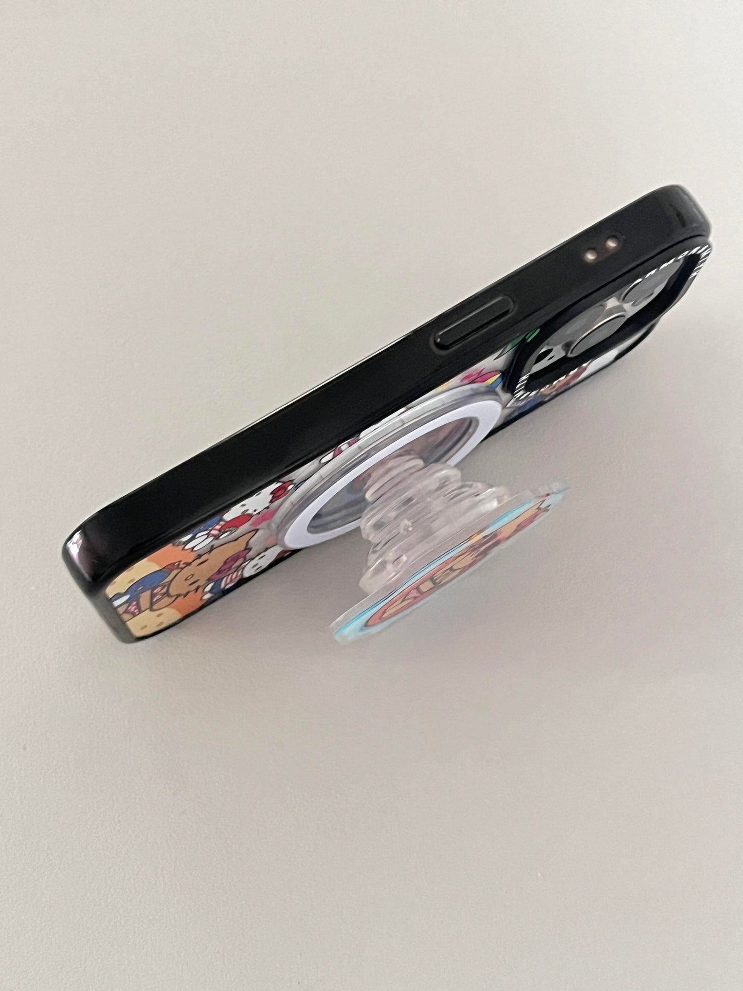 Tan Hellokitty Vacation Cute Kawaii MagSafe Case + MagSafe Stand Holder / Phone Grip #0488