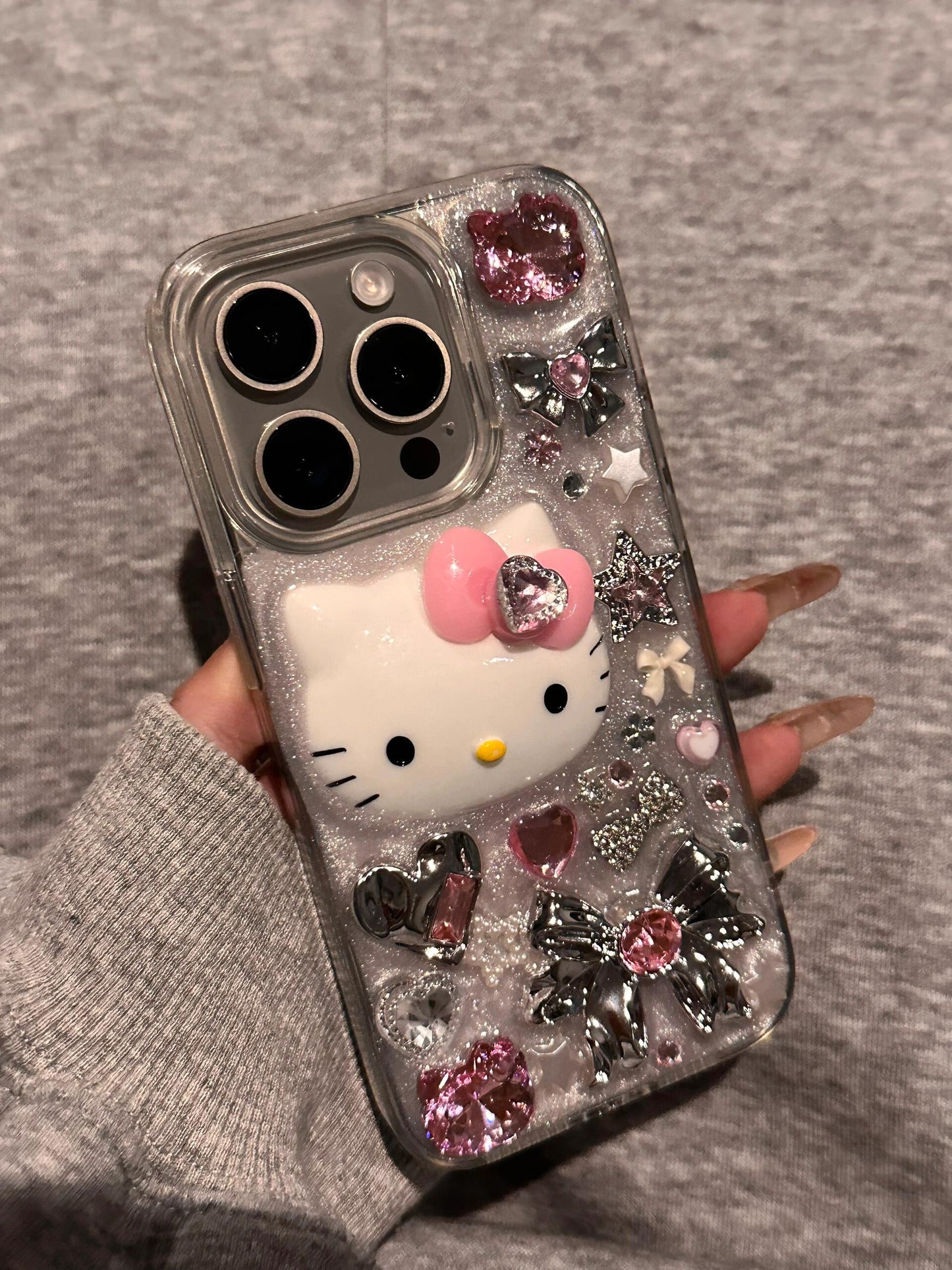 Hellokitty Handmade Rhinestones Clear Cute Kawaii Phone Case #0497